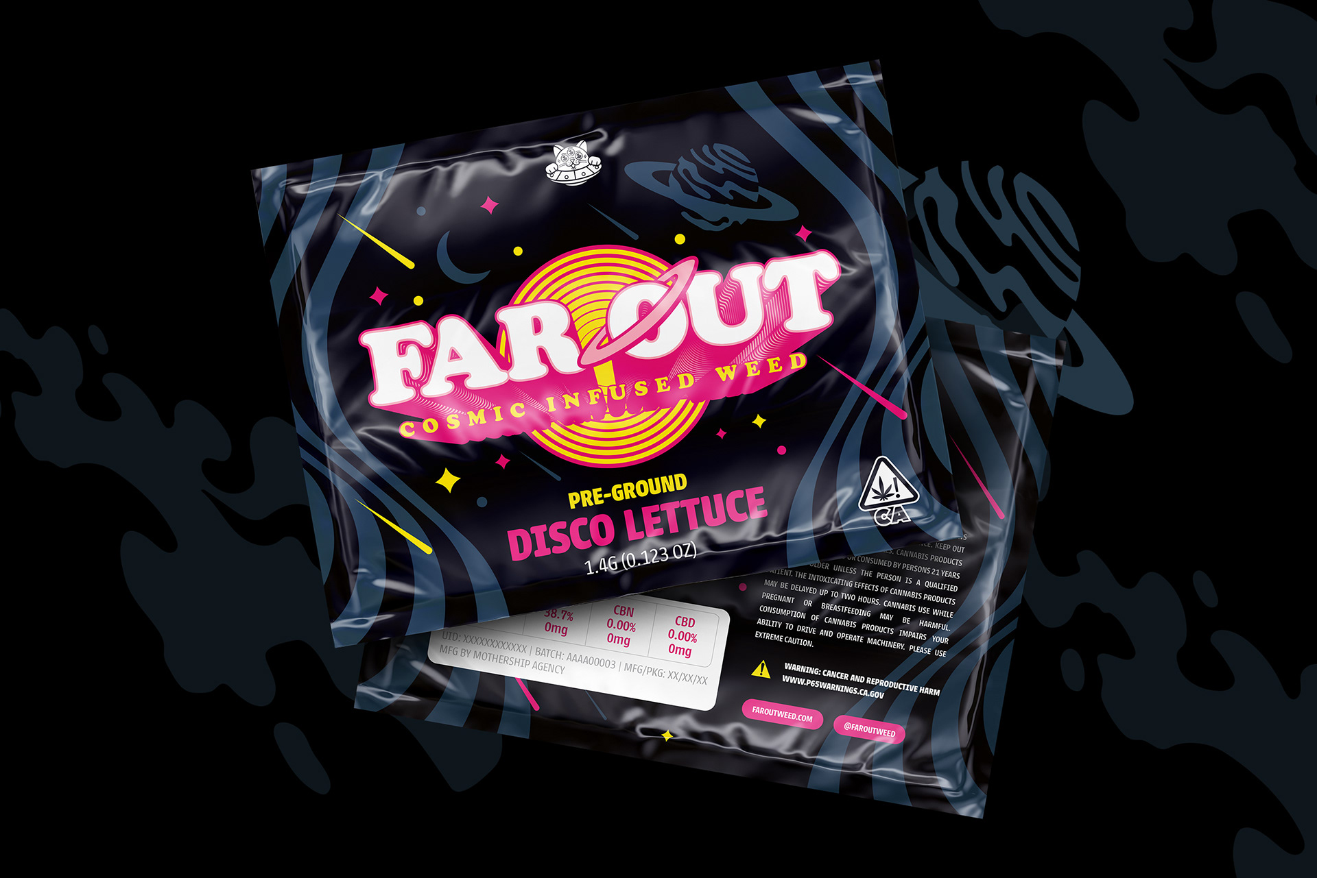 Far Out - Cosmic Infused Weed Cat Marijuana Trip Psychedelic Vape Design by Freelance Designer Jeffrey Dirkse