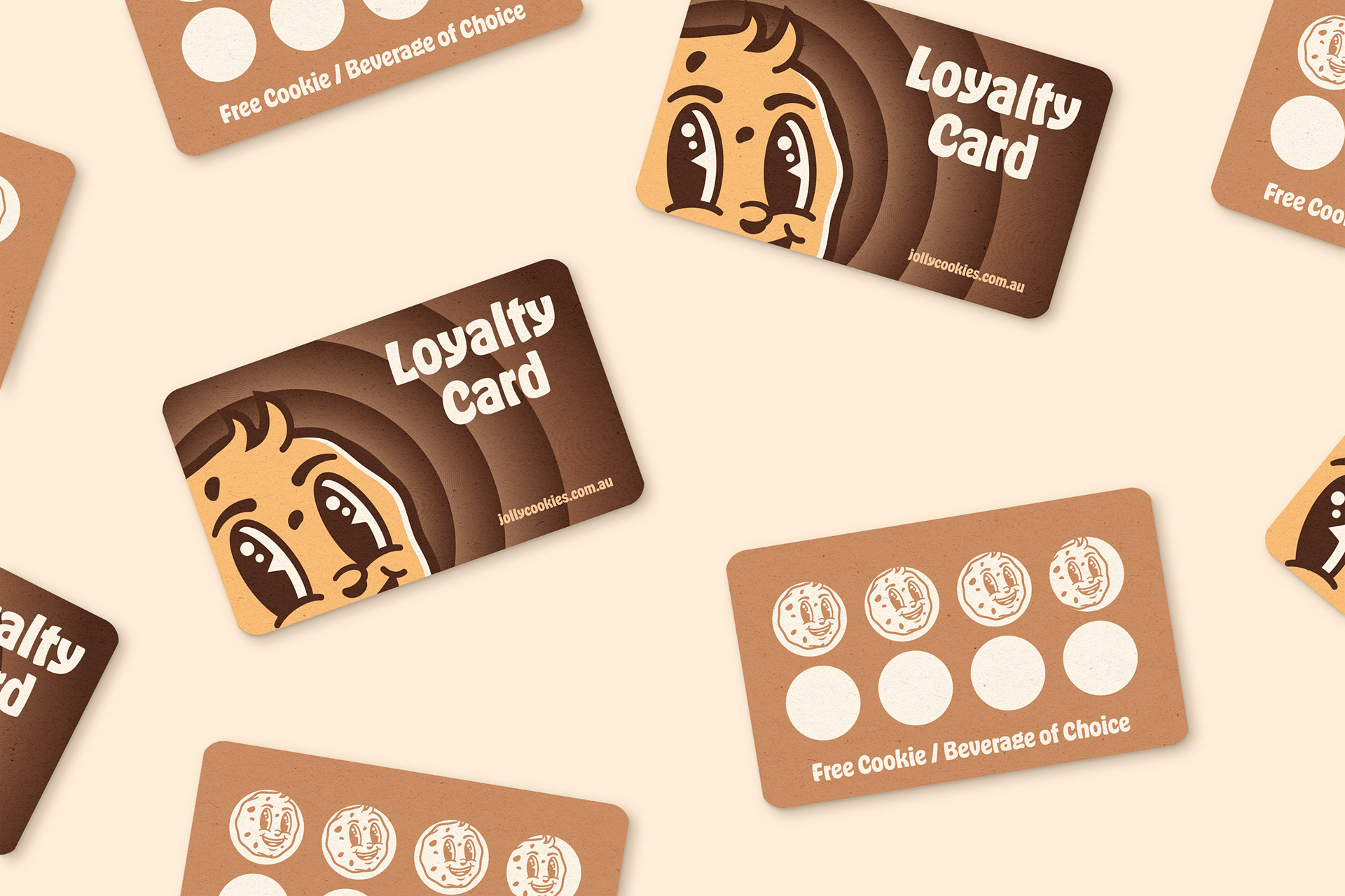 Jolly Cookies - Cookie Shop Chocolate Chip Mascot Logo Design by Freelance Designer Jeffrey Dirkse