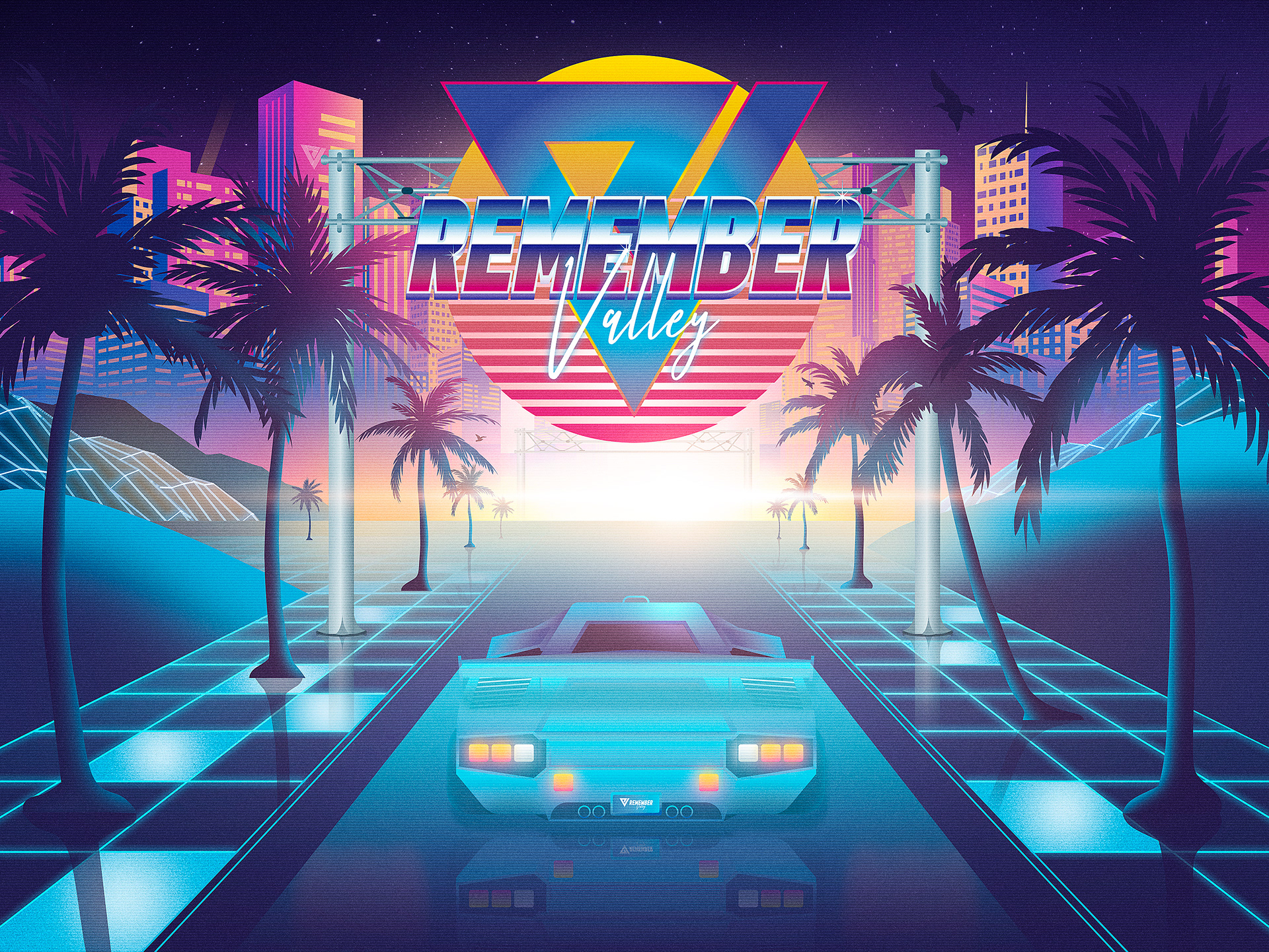 Remember Valley Synthwave Vaporwave Cannaibs Hemp Brand Identity Logo Design by Jeffrey Dirkse