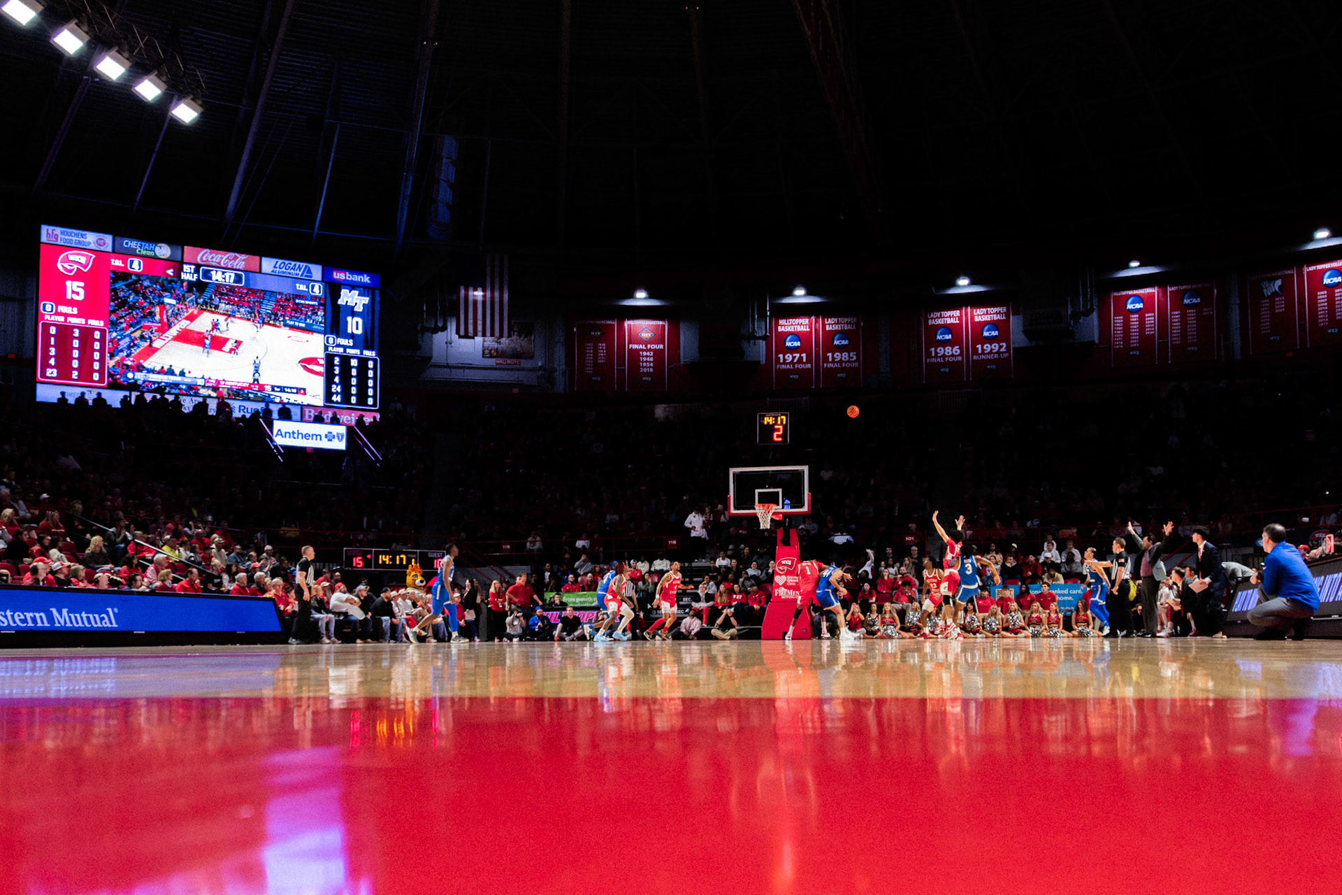 Braxton Bayless shoots a shot during the Middle Tennessee vs. WKU men's basketball game on Feb. 15, 2025, in Diddle Arena. The team did their best to keep the lead they had over Middle Tenn. going, but unfortunatly ended up losing the game.