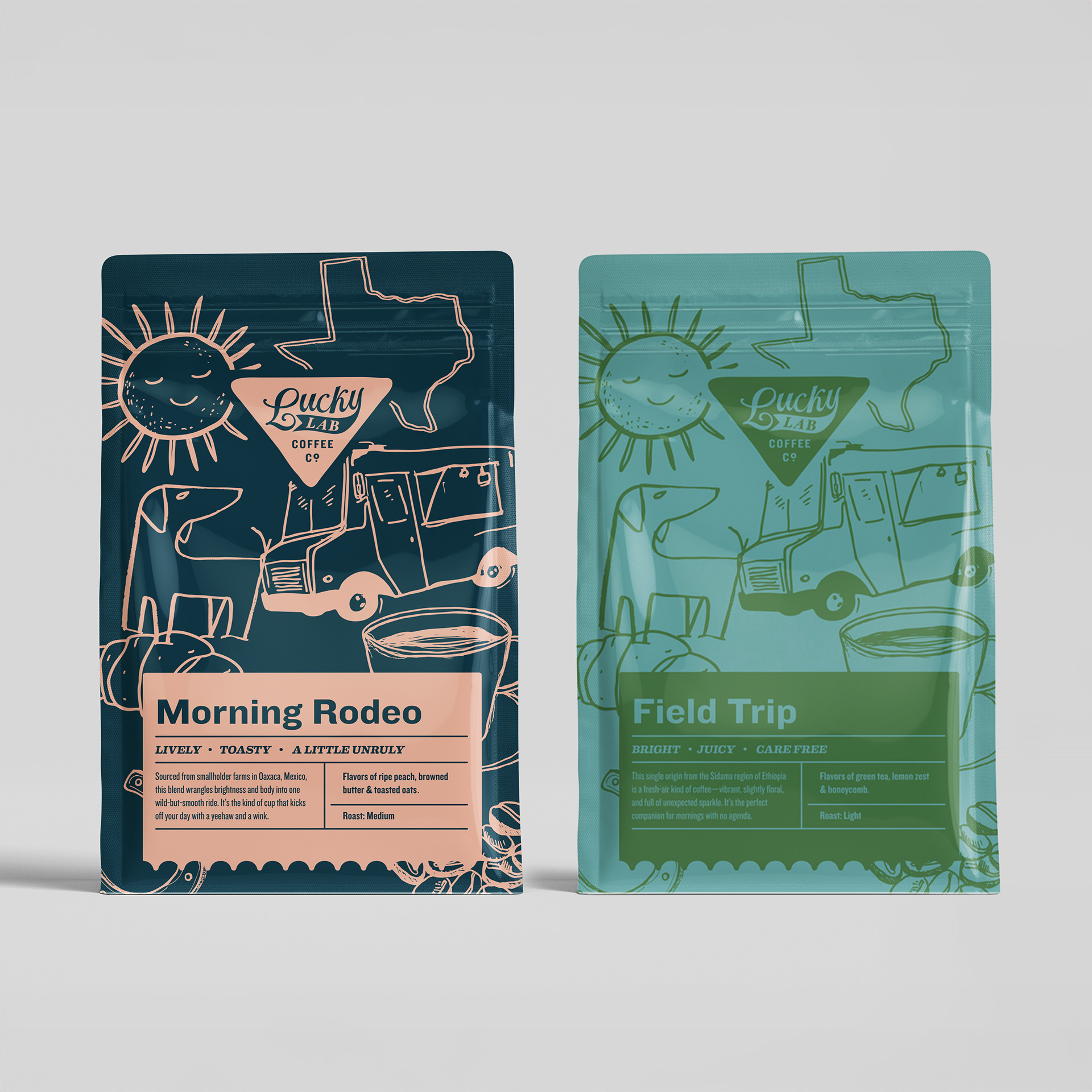 "Sketchbook Style" Packaging in Brand Colors