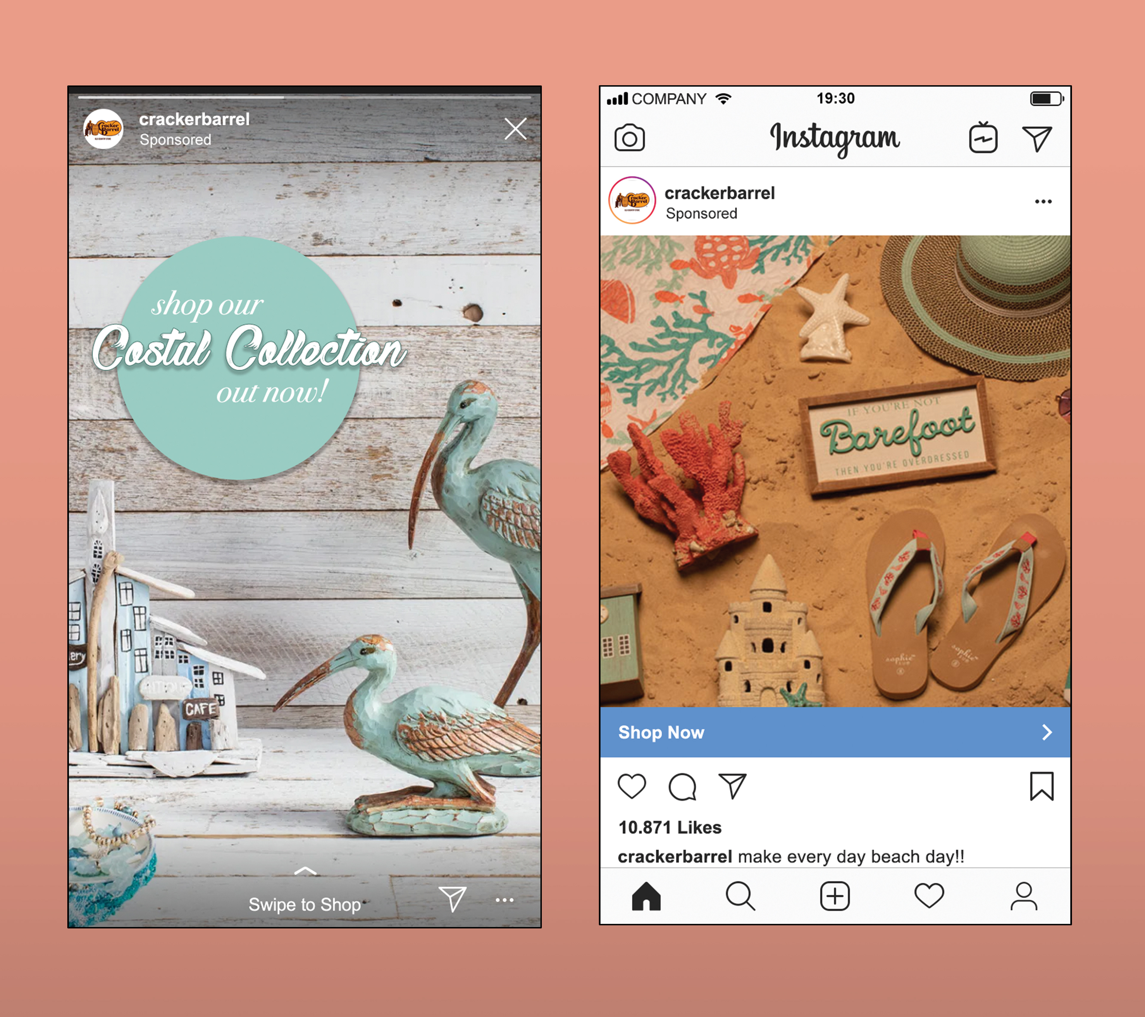 Cracker Barrel - 2021; Social Media Campaign to advertise their newest summer line in the gift shop.