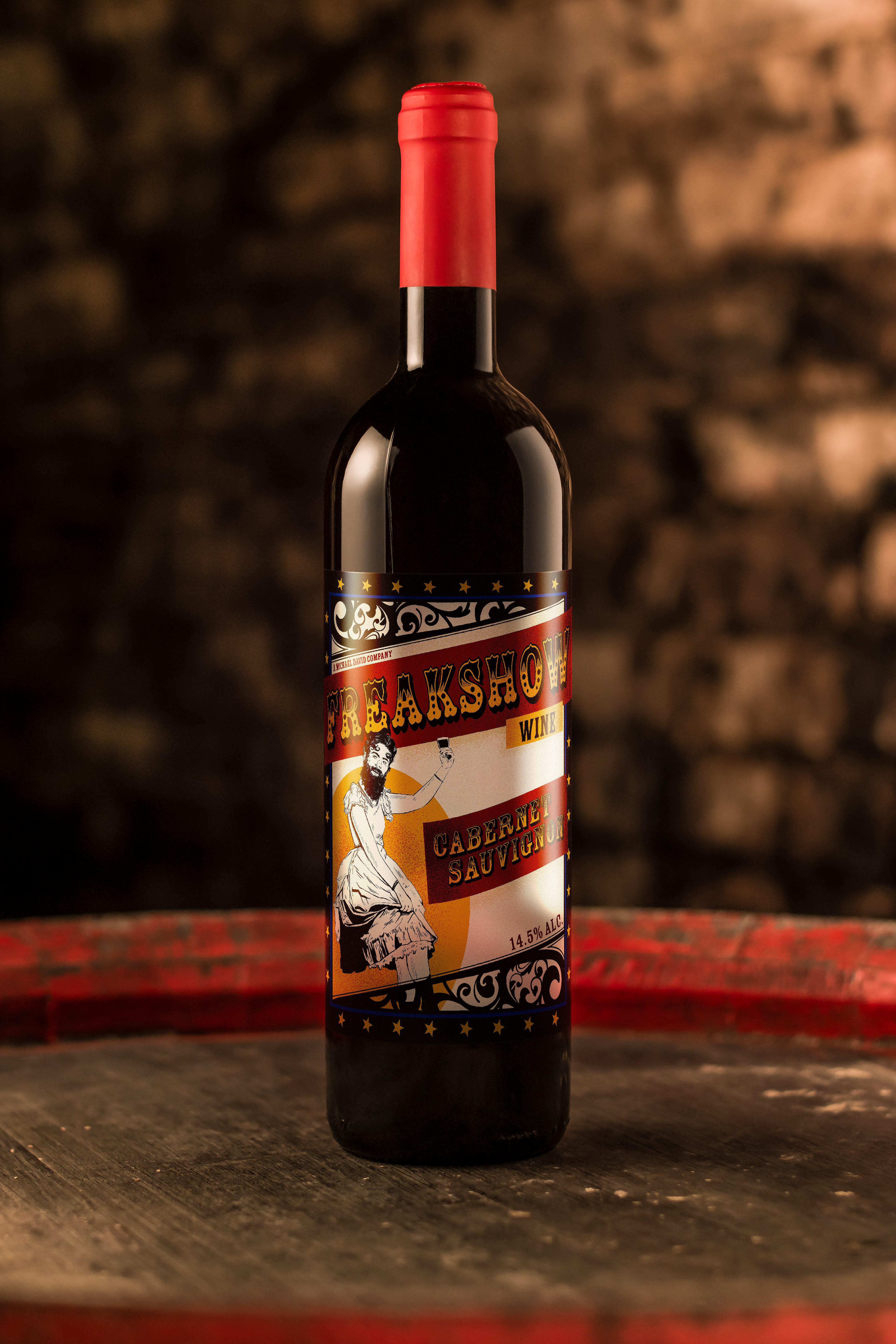 Freakshow Wine - 2020; Wine bottle redesign made in homage to the early Barnum and Bailey posters. 