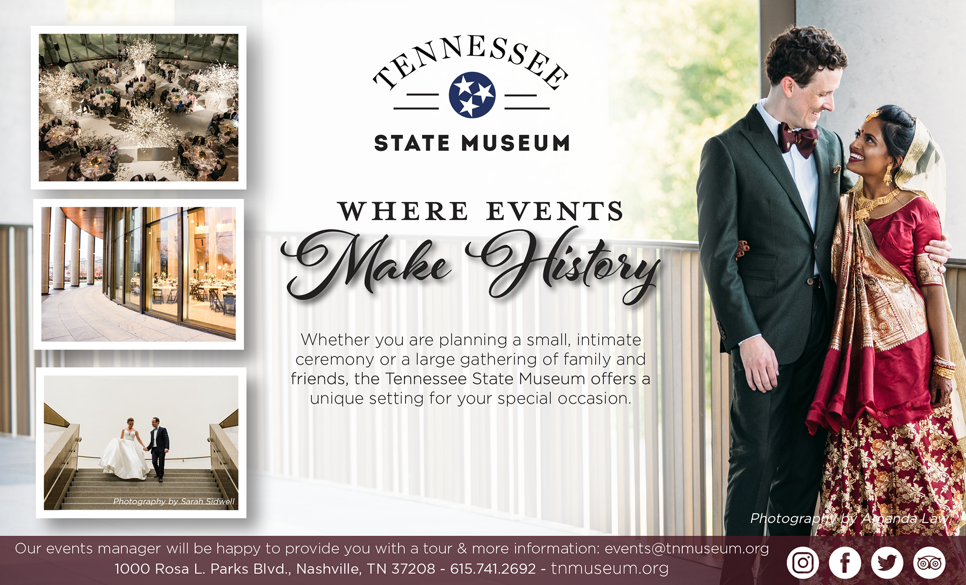 Tennessee State Museum - 2021; Nashville Lifestyle Wedding Edition