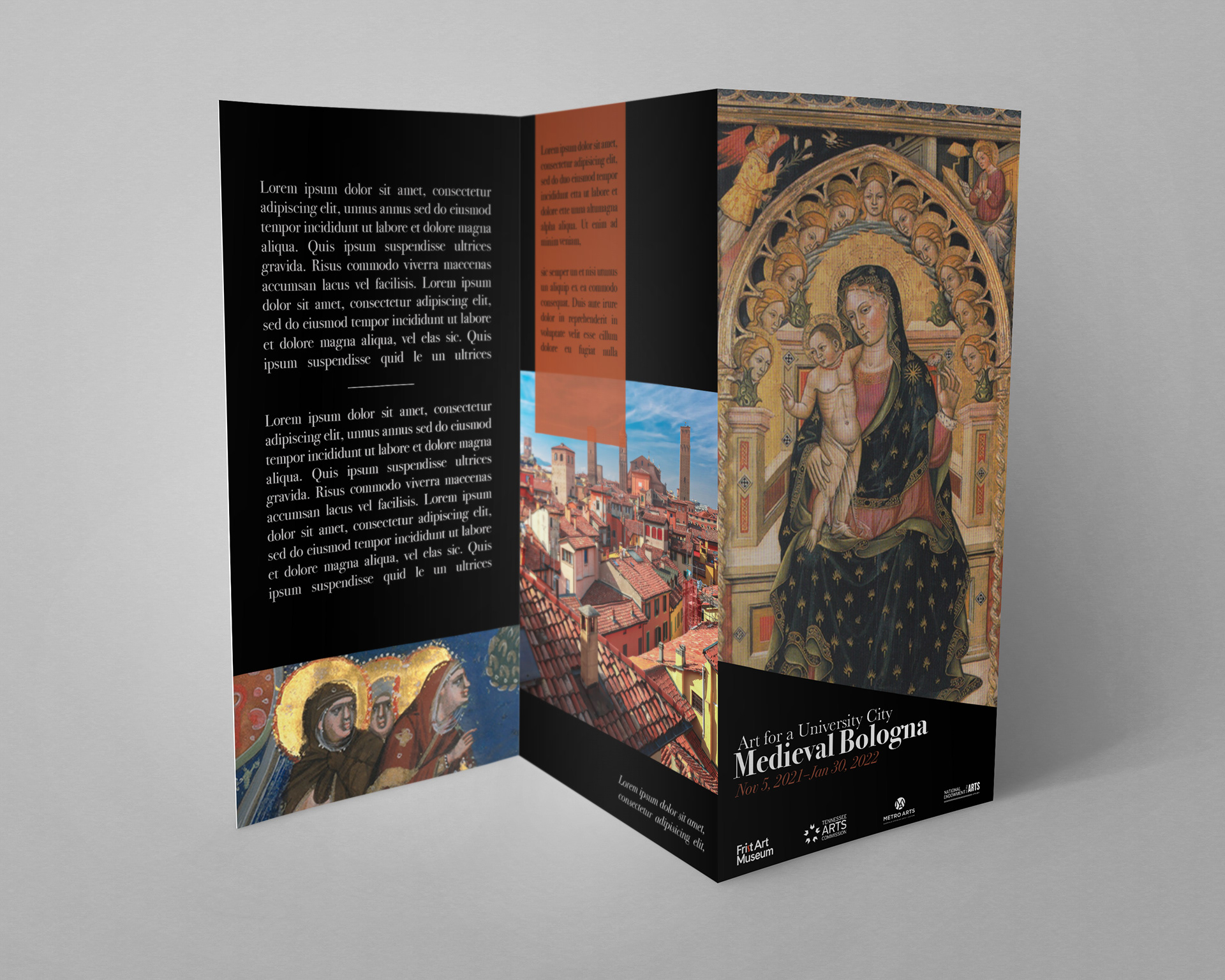 Frist Pamphlet - 2021;  Informational pamphlet for the upcoming Frist exhibit, Art of Medieval Bologna.