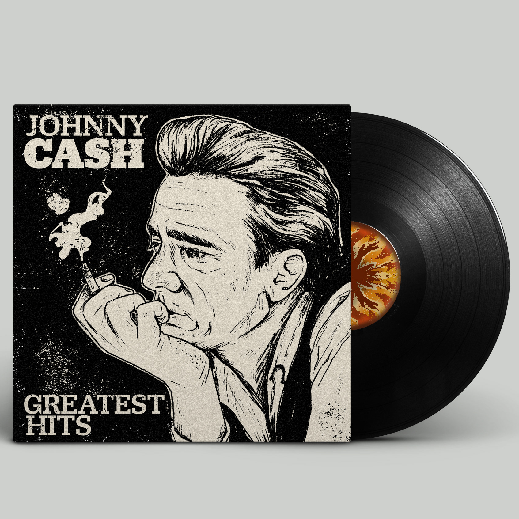 Johnny Cash Greatest Hits Album - 2021; Album artwork and design to showcase the man in black. 
