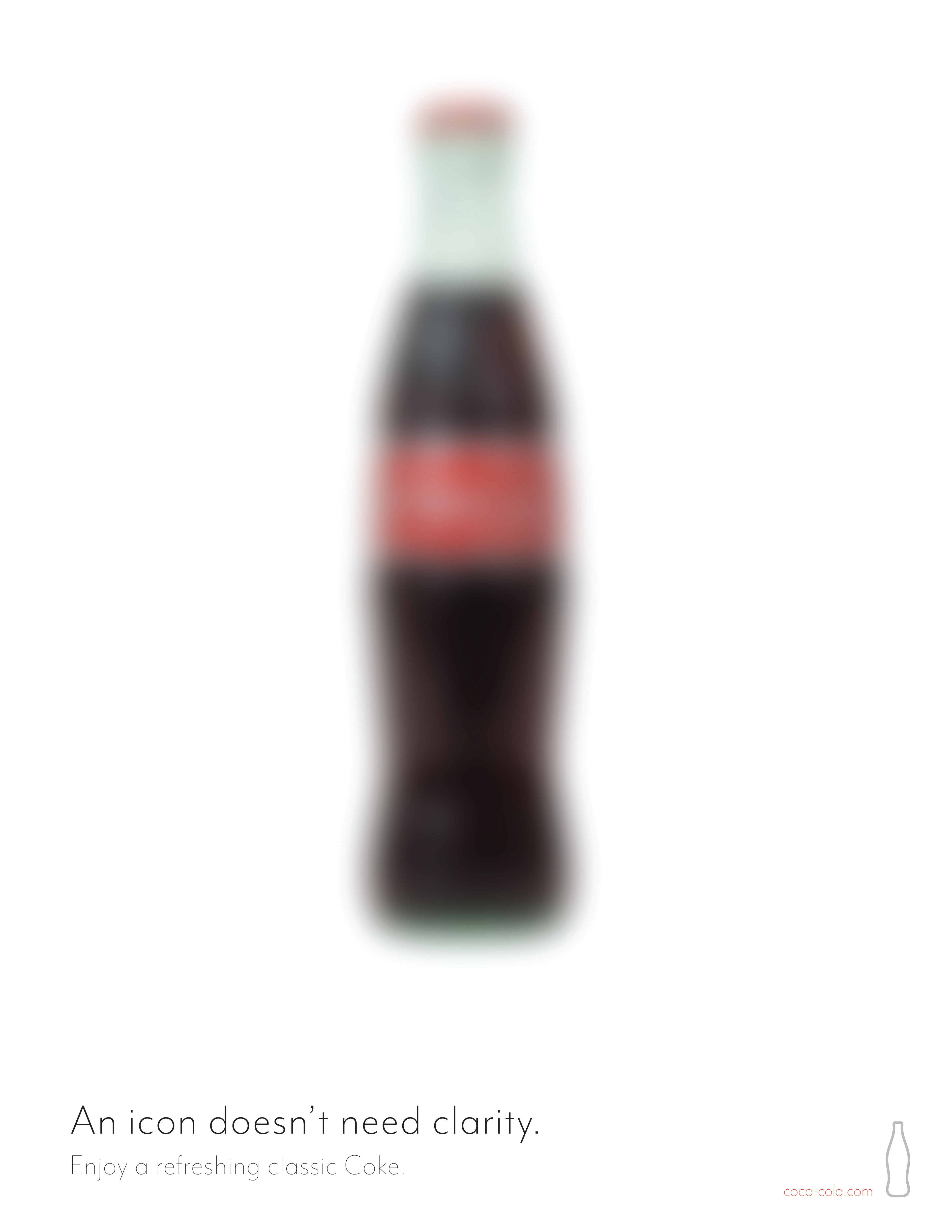 Coca-Cola - 2019; The usage of the bottles iconic coloring and hourglass shape makes it recognizable even without clarification. 