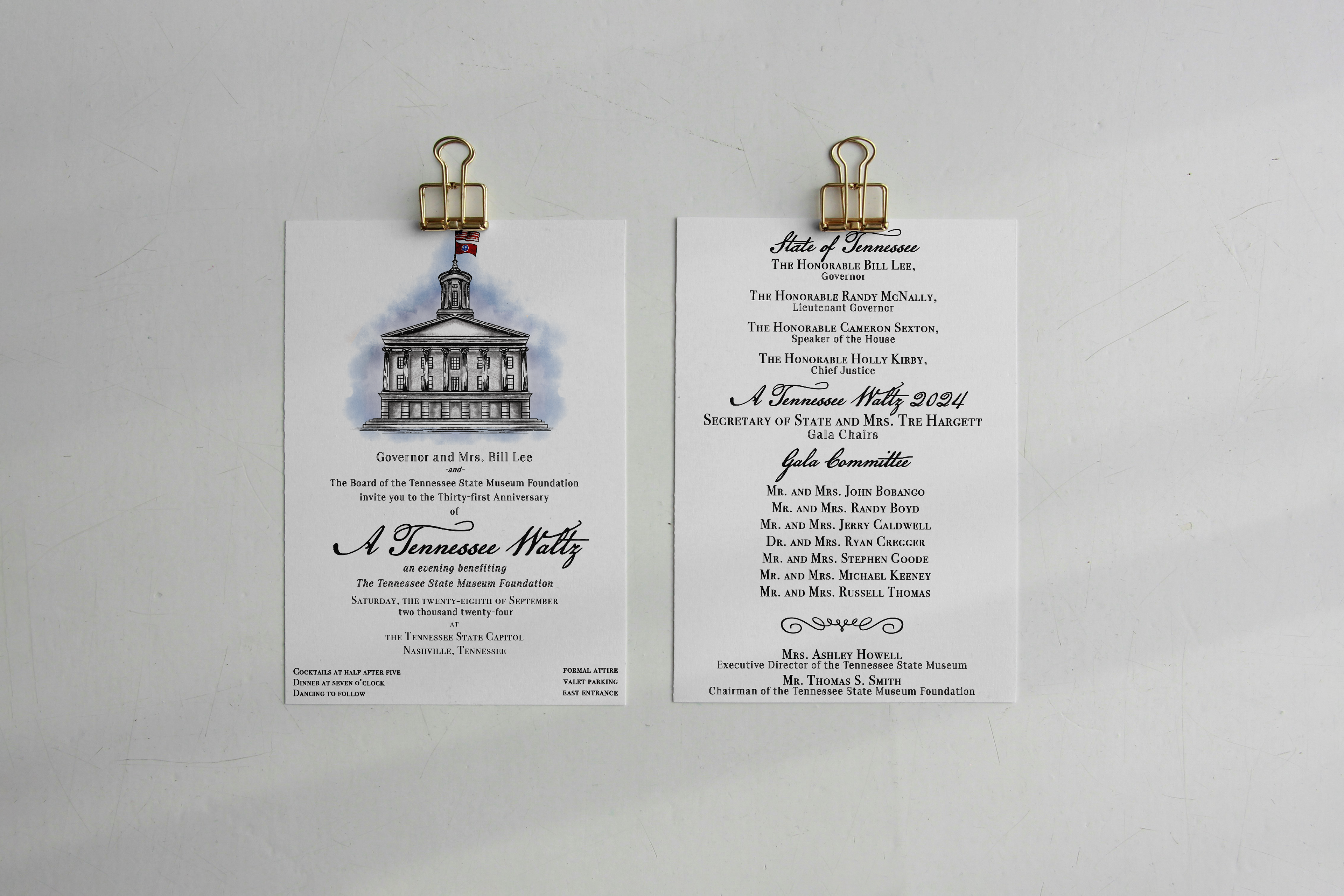 A Tennessee Waltz - 2024; Print material such as invites, menus, and programs. 