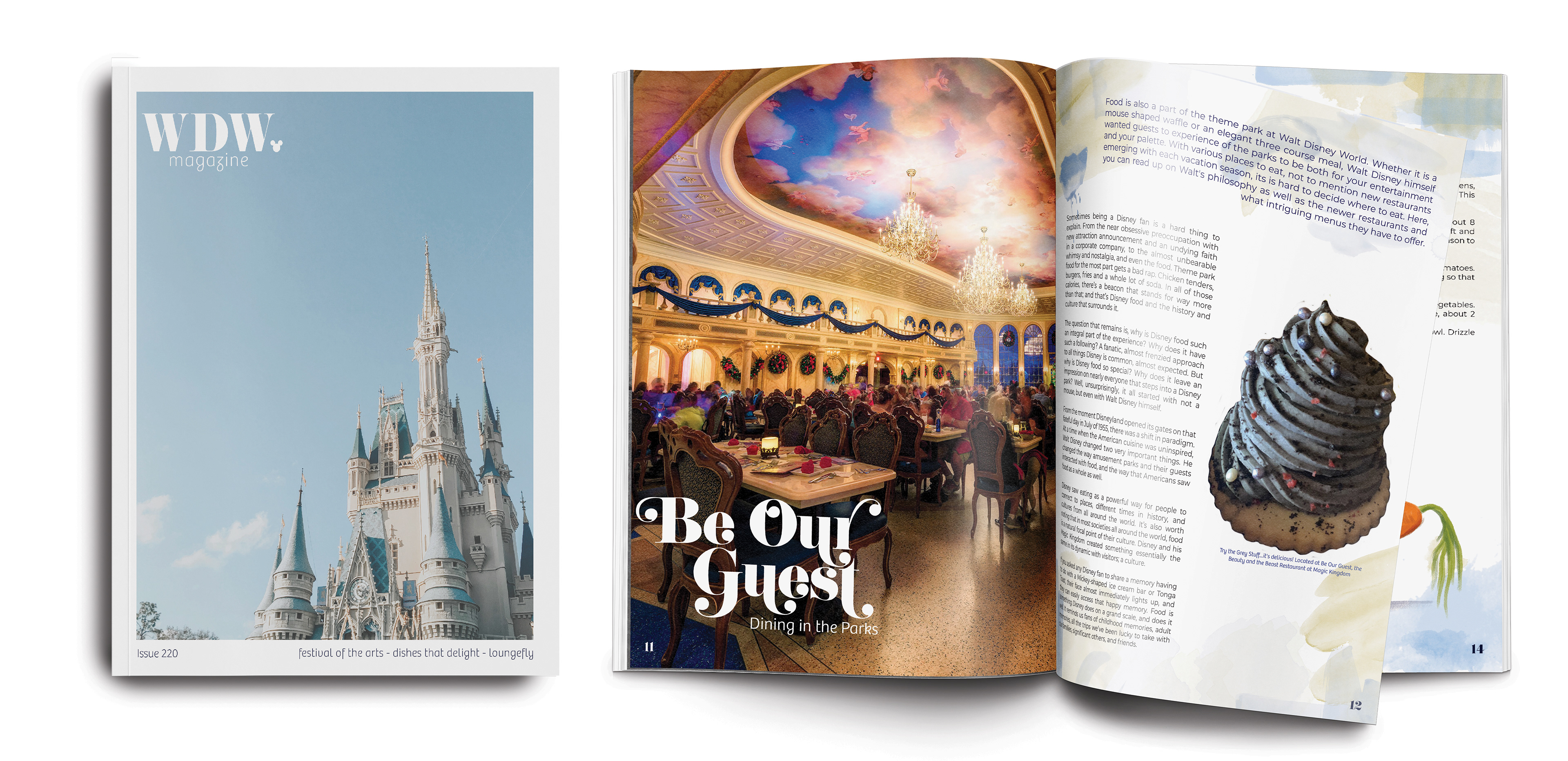 WDW Magazine - 2020; Redesign of the Walt Disney World magazine with articles and photography.