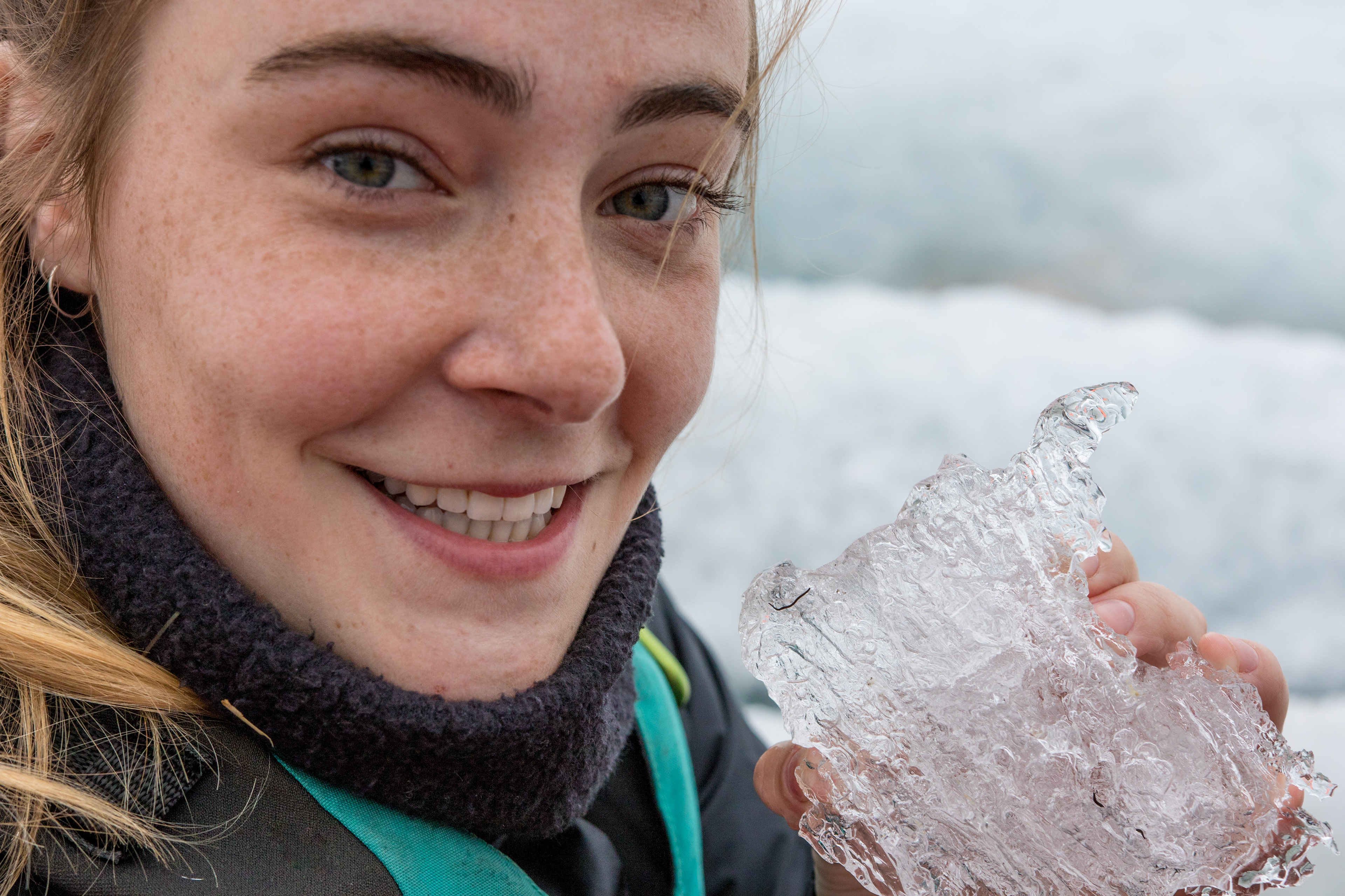 Showing off an ice worm.