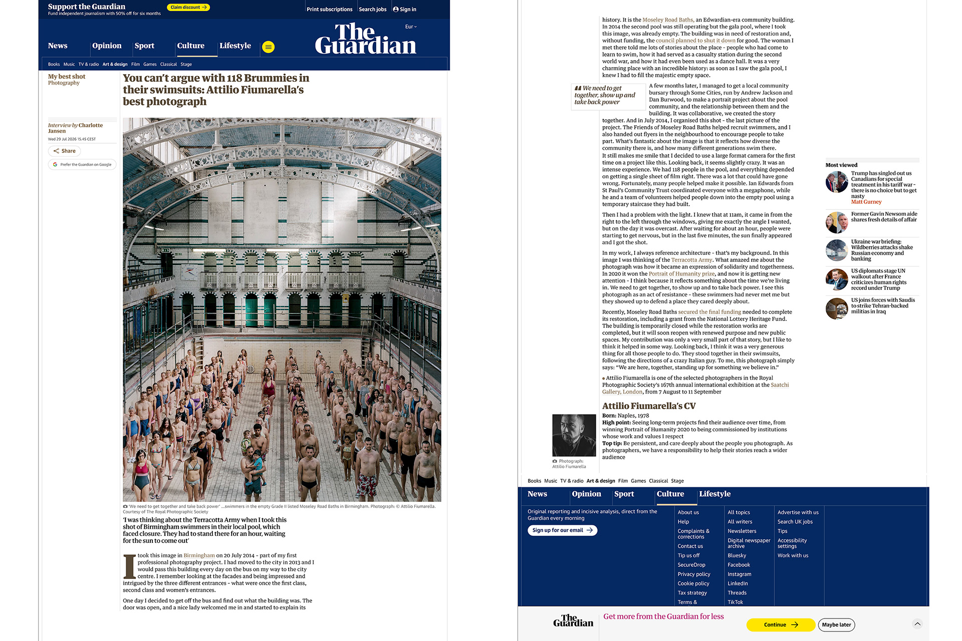 The Guardian 29.07.26 - You can’t argue with 118 Brummies in their swimsuits: Attilio Fiumarella’s best photograph.