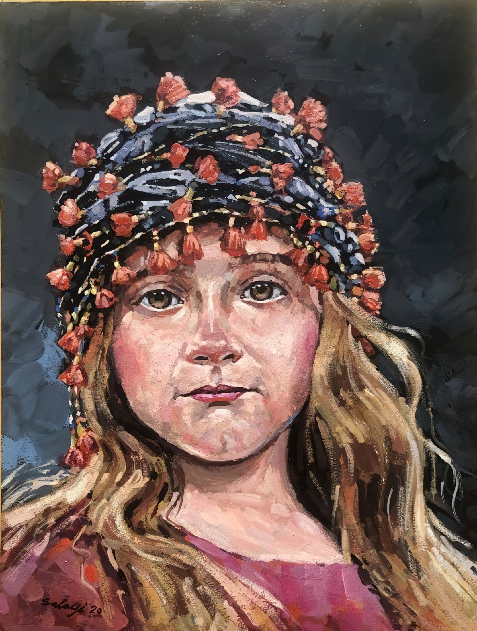 Kurdish Child: 12x16" Gouache on Birchwood