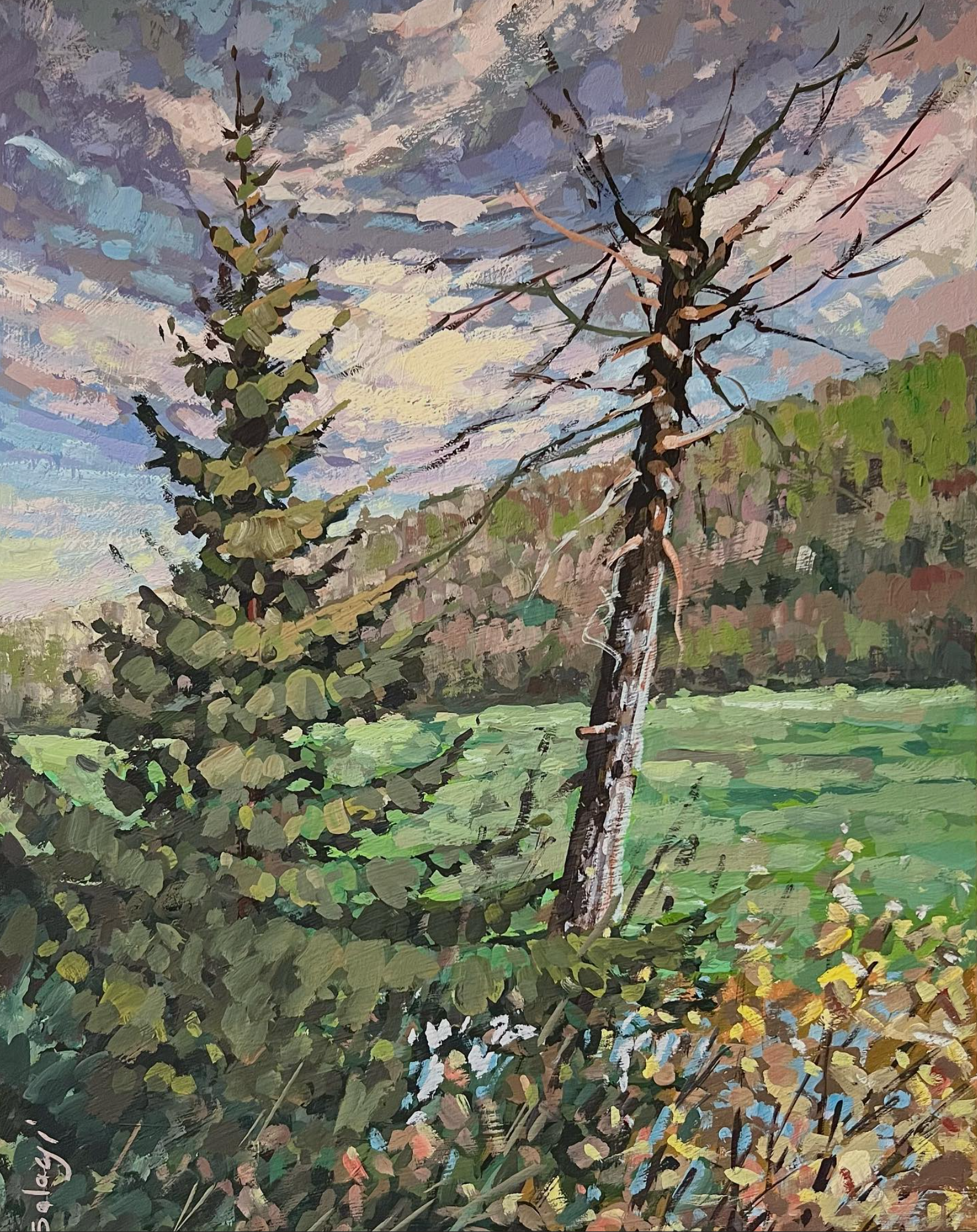 Overcast day : 12x16” Gouache on Birch Wood Panel