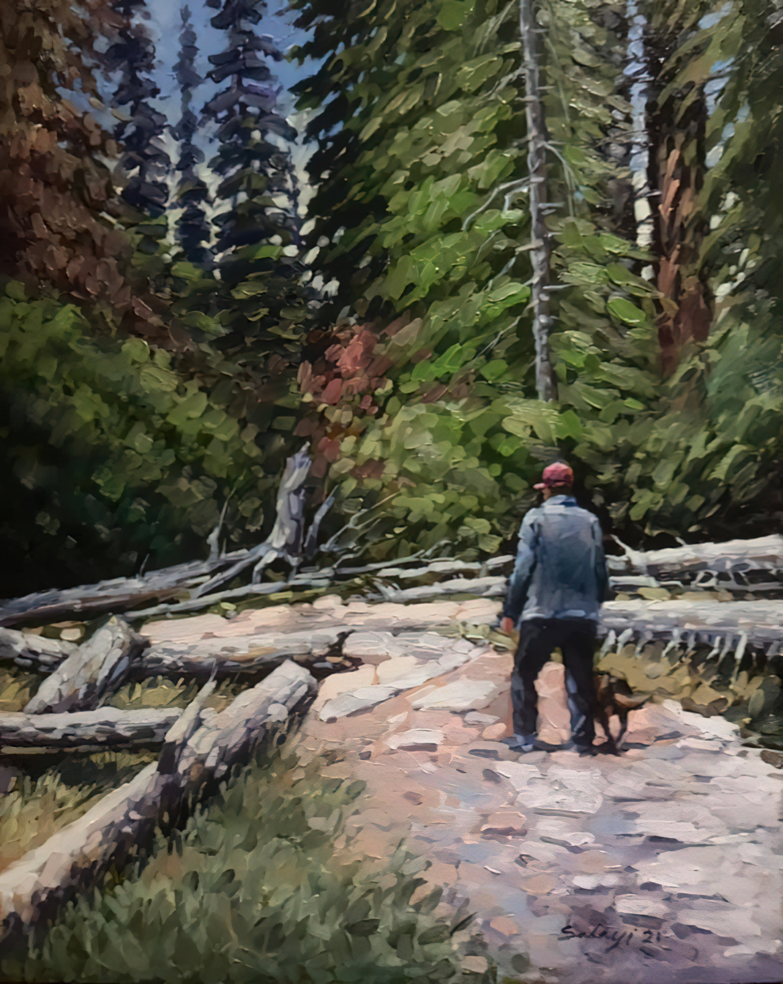 The Hiker: 20x16" Oil on Birchwood