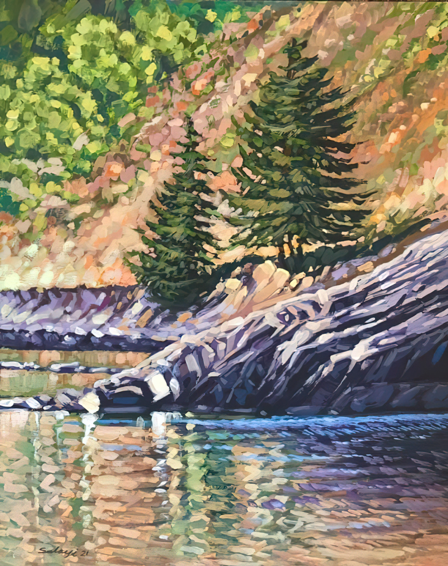 Fall Fantasy: 20x16" Casein on Birchwood