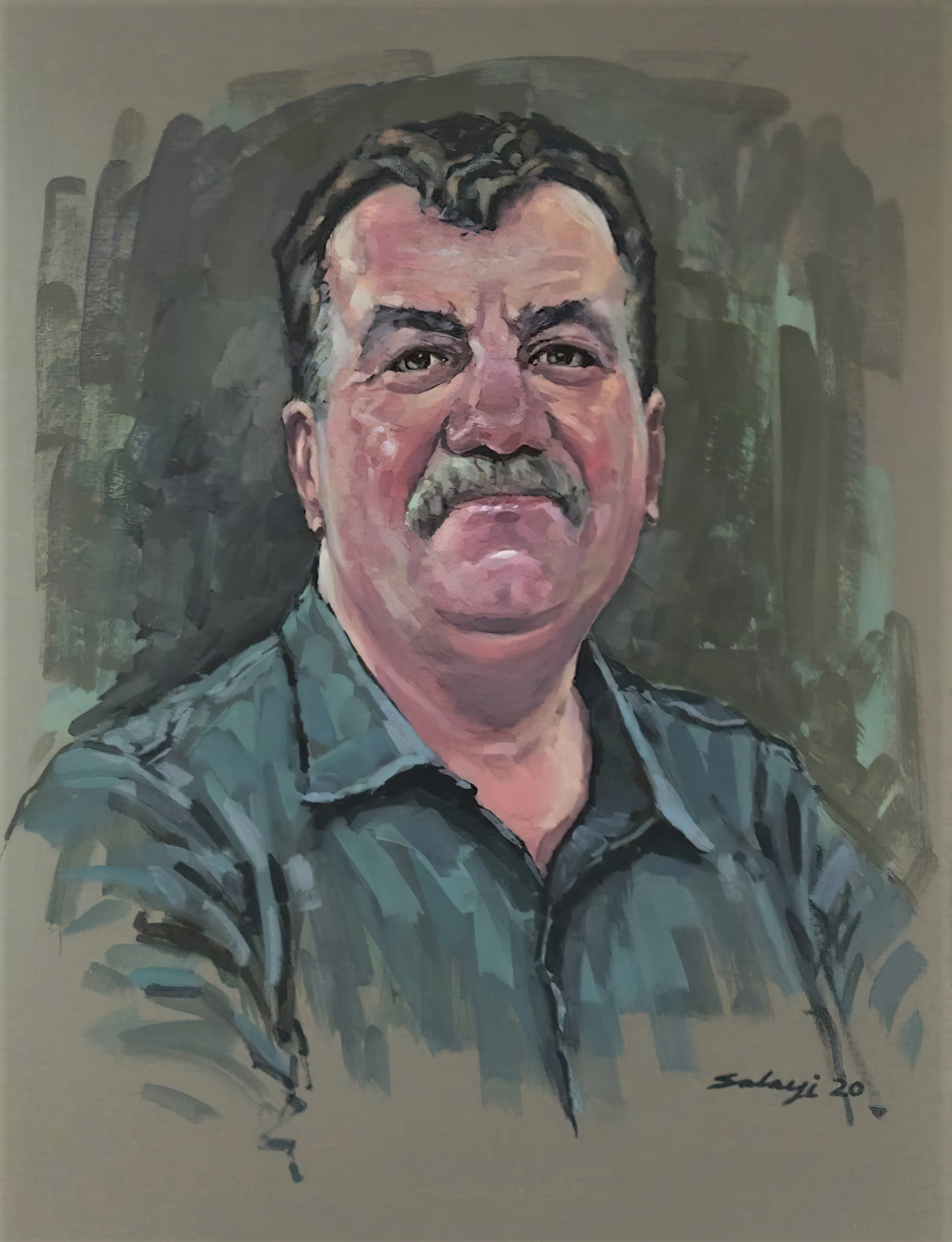 Self Portrait: 20x16" Gouache on Matboard