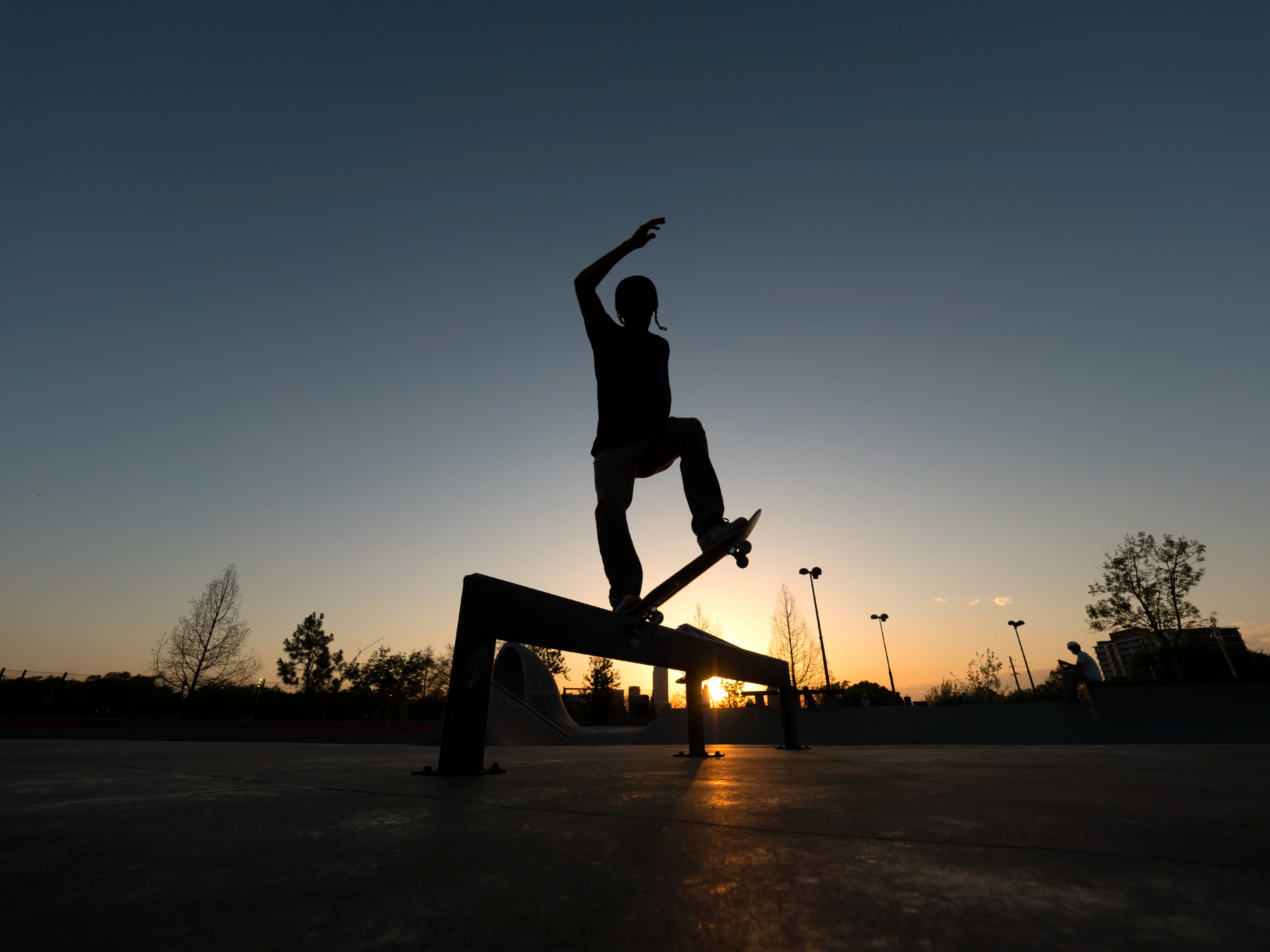 Skateboarder at Jamail Skatepark