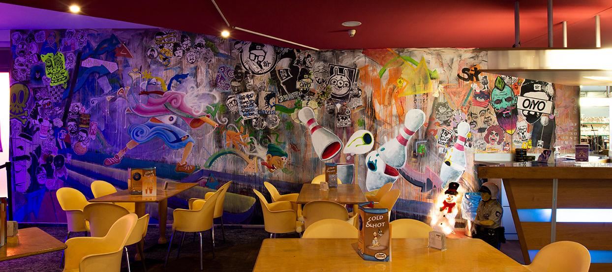 Wandmalerei in Bowlingbahn, Collab mit SiT