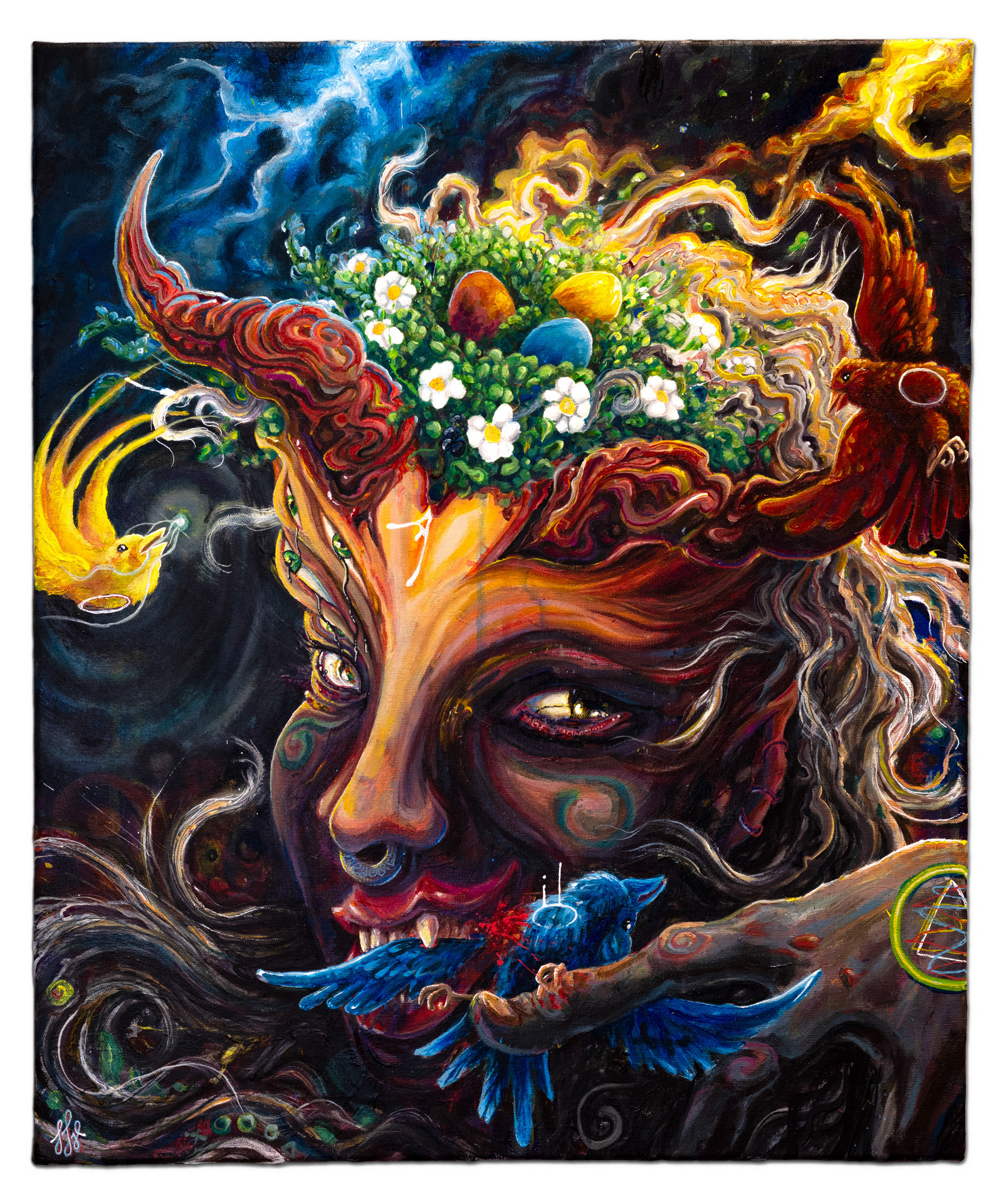 Bei dir piepts wohl – 2023, Acryl auf Leinwand, Keilrahmen, 60 × 40 cm