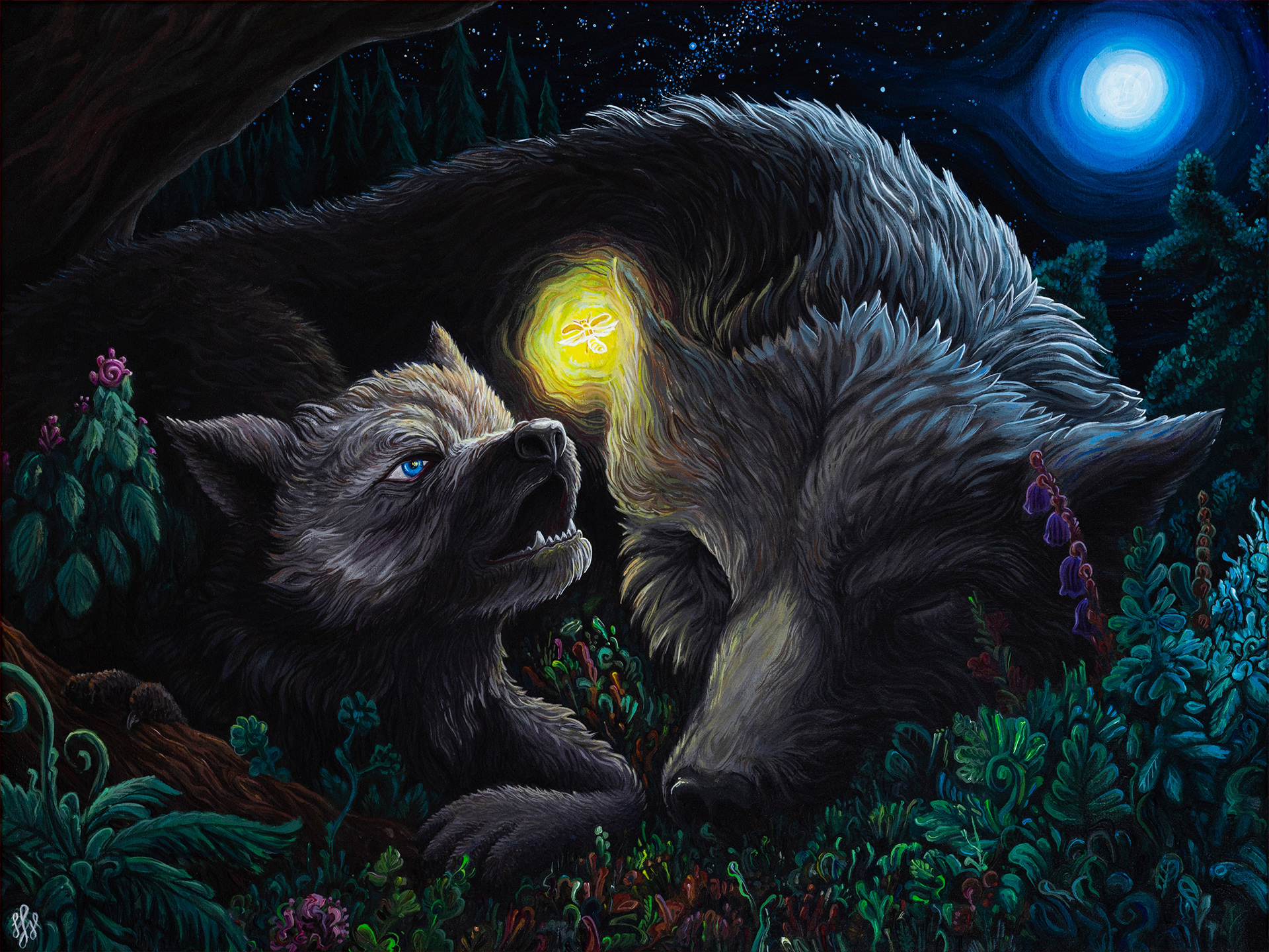 Kleiner Wolf – 2022, Acryl auf Leinwandboard, 40x30cm