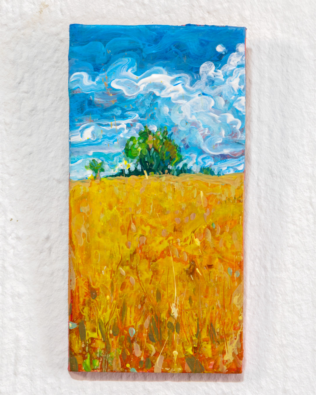 Weizenfeld - 2026, Acryl auf MDF, 11,9×6 cm 