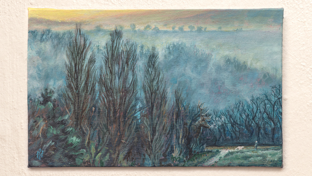 Landschaft 1 1 - 2026, Acryl auf Leinwandboard, 13,5×22 cm