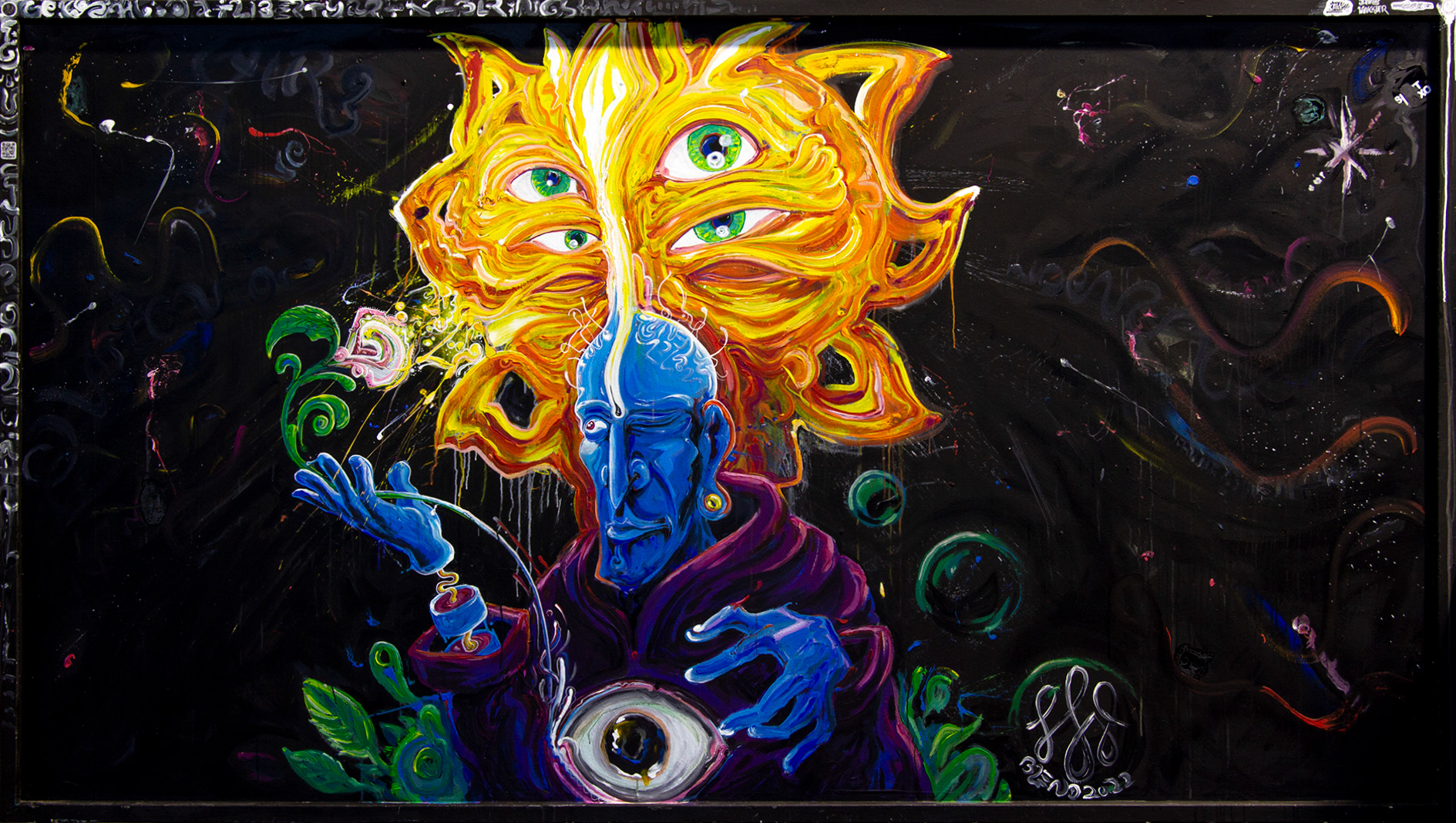 Wallpainting BLEND Festival 2022 - Acryl auf Holzwand ca. 2 x 5m