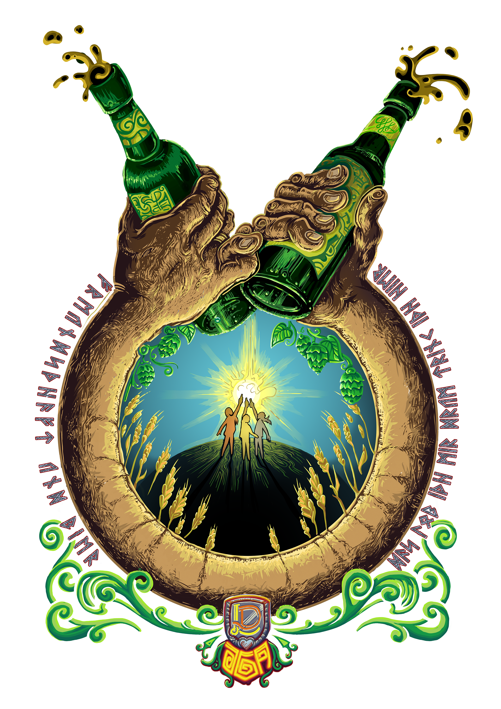 Freundschaft und Bier - digitale Illustration für einen Junggesellenabschied