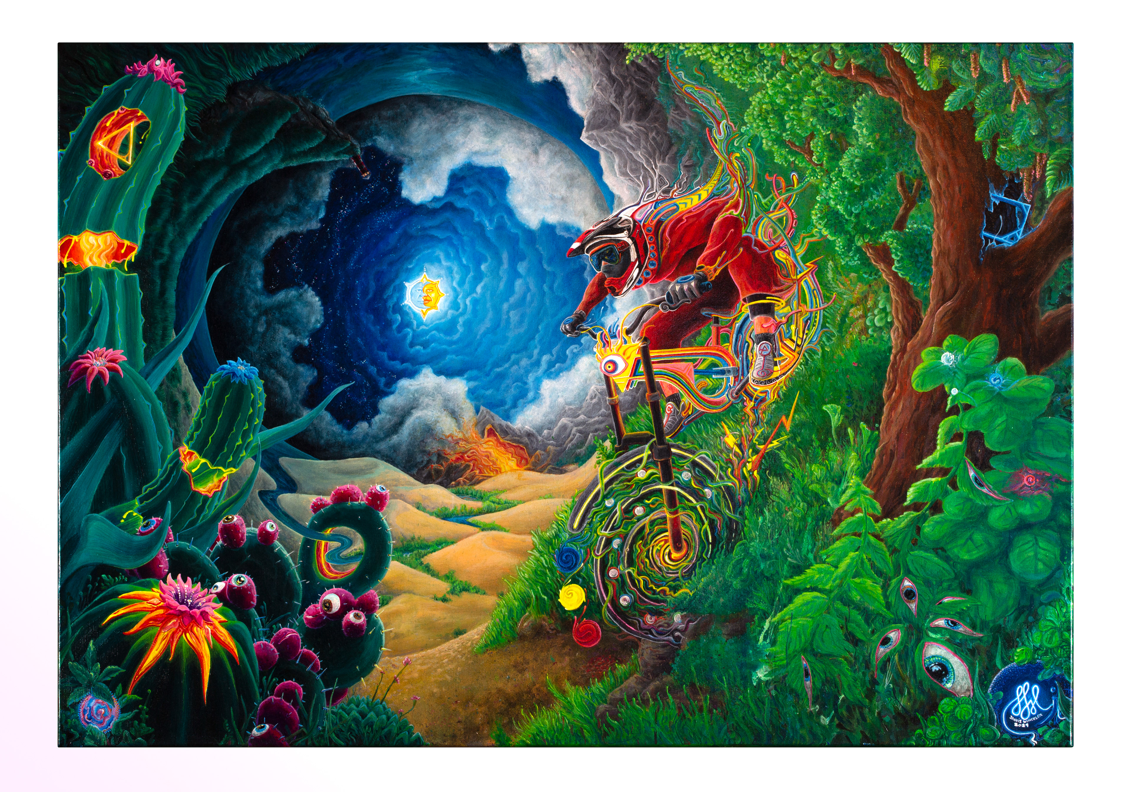 Downhill from here – 2021, Acryl und Aquarell auf Leinwand, 100 x 70 cm