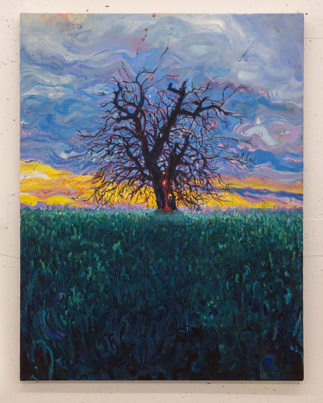 Wegweiser 2 - alter Apfelbaum – 2025, Acryl auf Leinwand, Keilrahmen, 100×80 cm