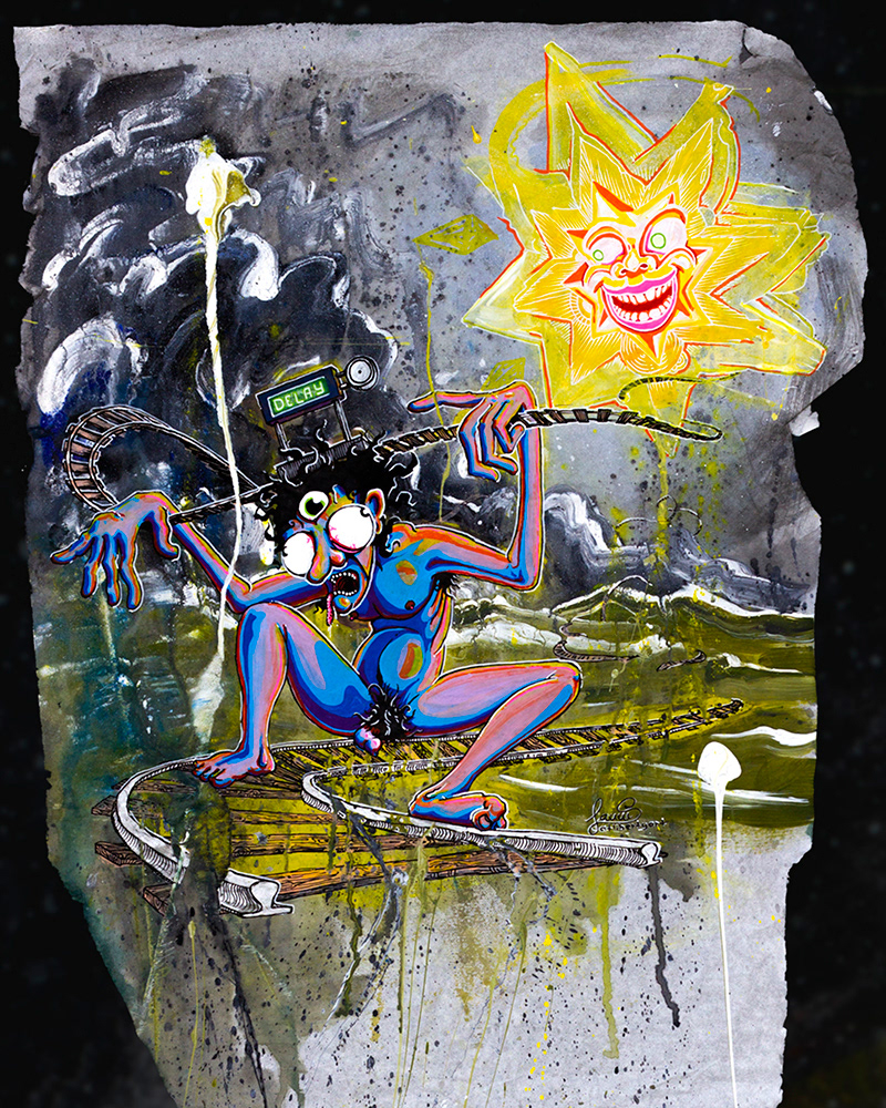 Delay Day 3 - Acrylmarker und Acrylfarbe auf Chinapapier