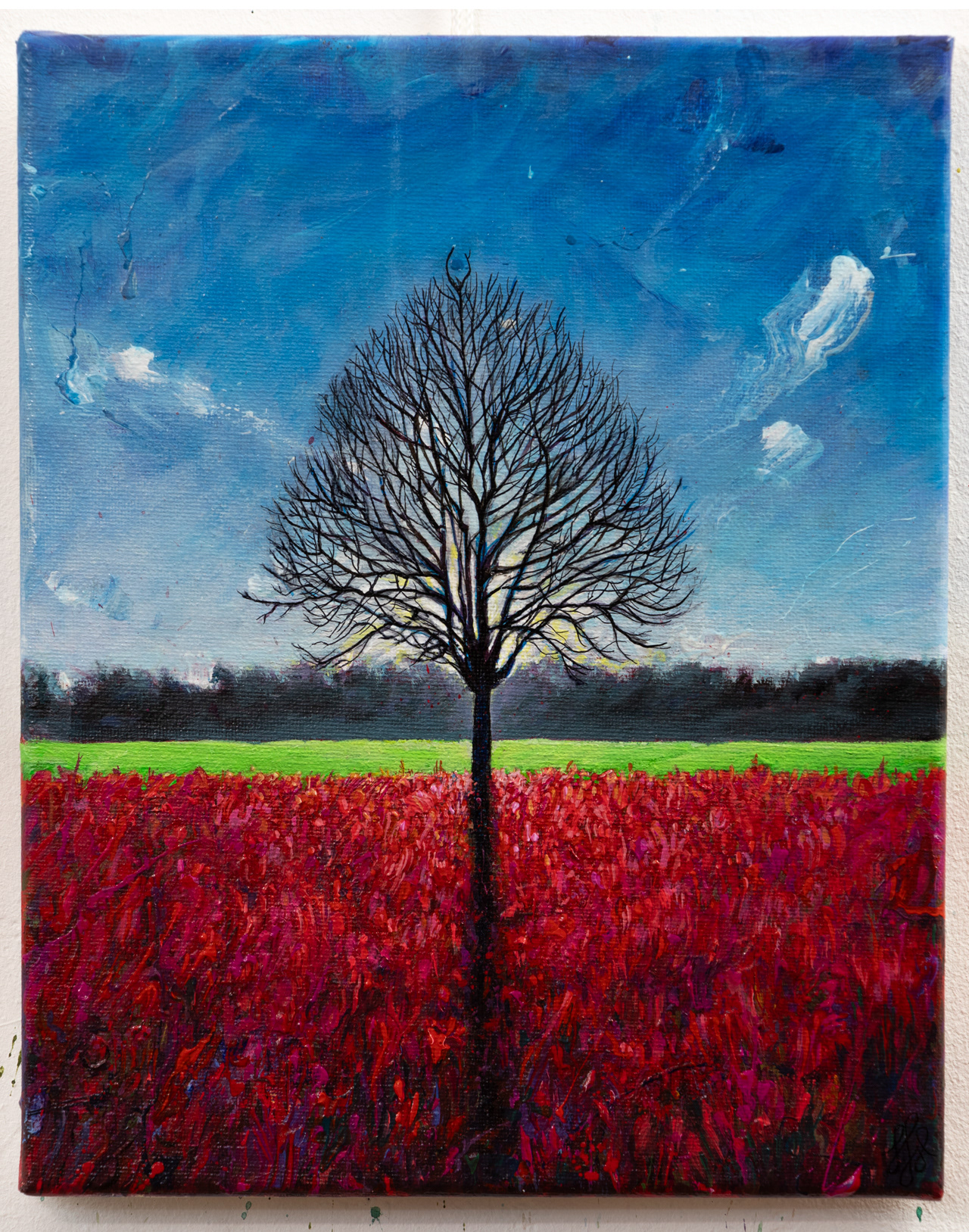 Wegweiser 1 - Der Baum – 2024, Acryl auf Leinwand, Keilrahmen, 24 × 30 cm