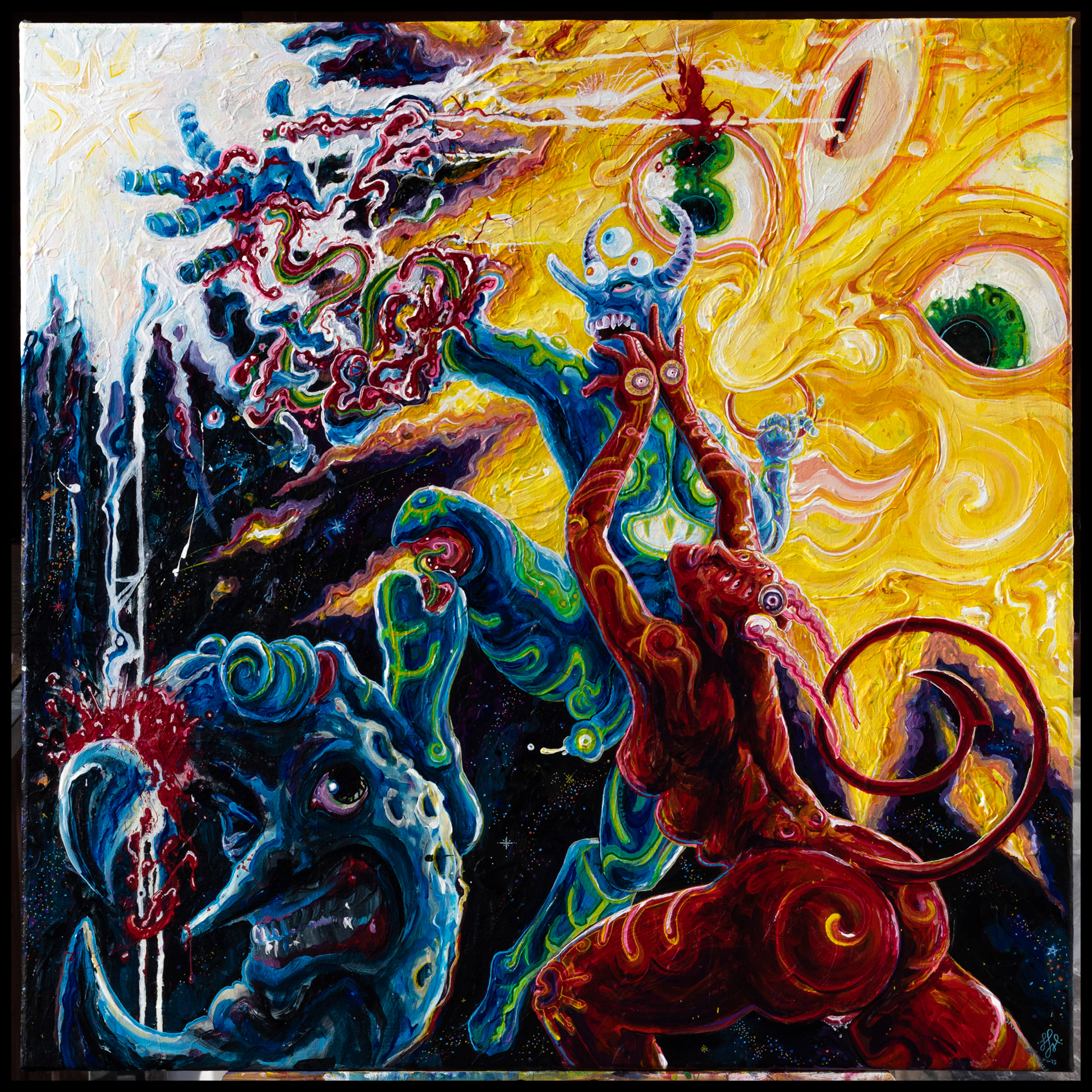 Der Griff nach den Sternen – 2023, Acryl auf Leinwand, Keilrahmen, 80 × 80cm