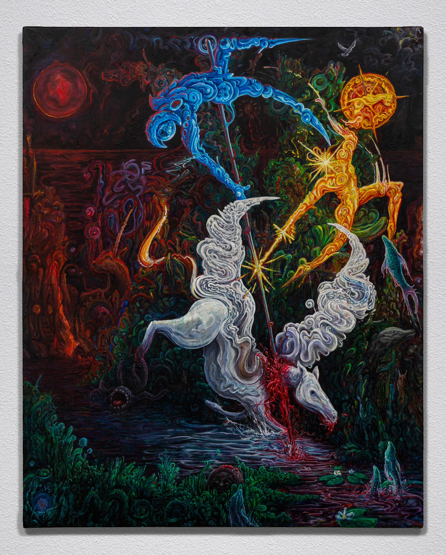 Unter dem Blutmond – 2024, Acryl auf Leinwand, Keilrahmen, 100 × 80 cm VERKAUFT