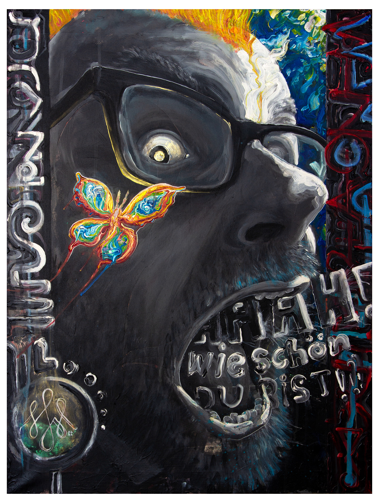 Schönheit tut weh – 2021, Acryl auf Syntetikleinwand, 78 × 59 cm