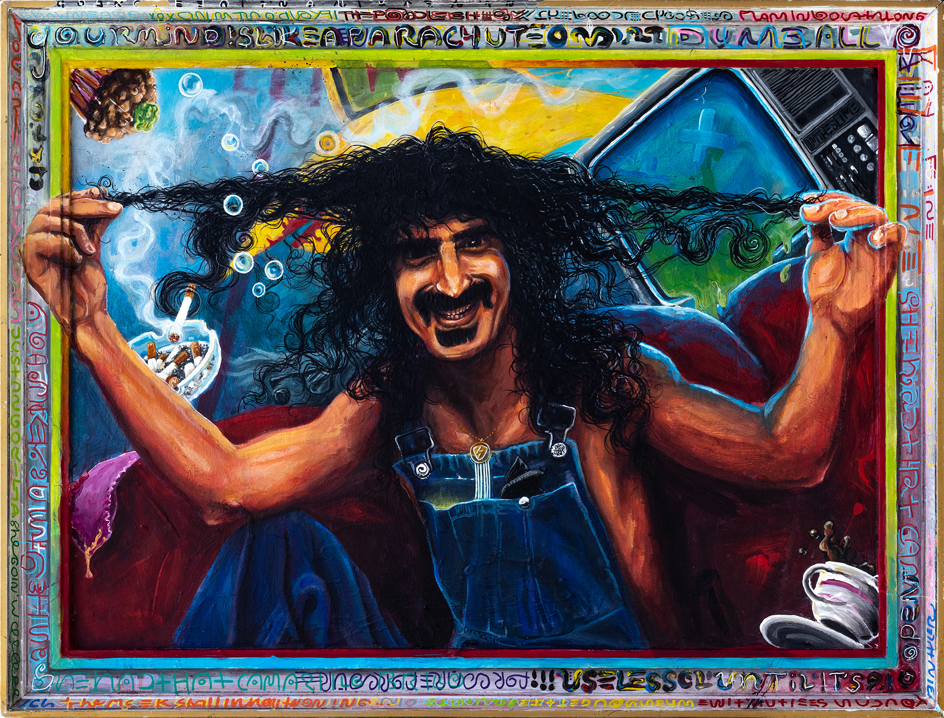 Parachute Mind - Hommage an Frank Zappa - Acryl auf altem Bilderrahmen, 80x60 cm