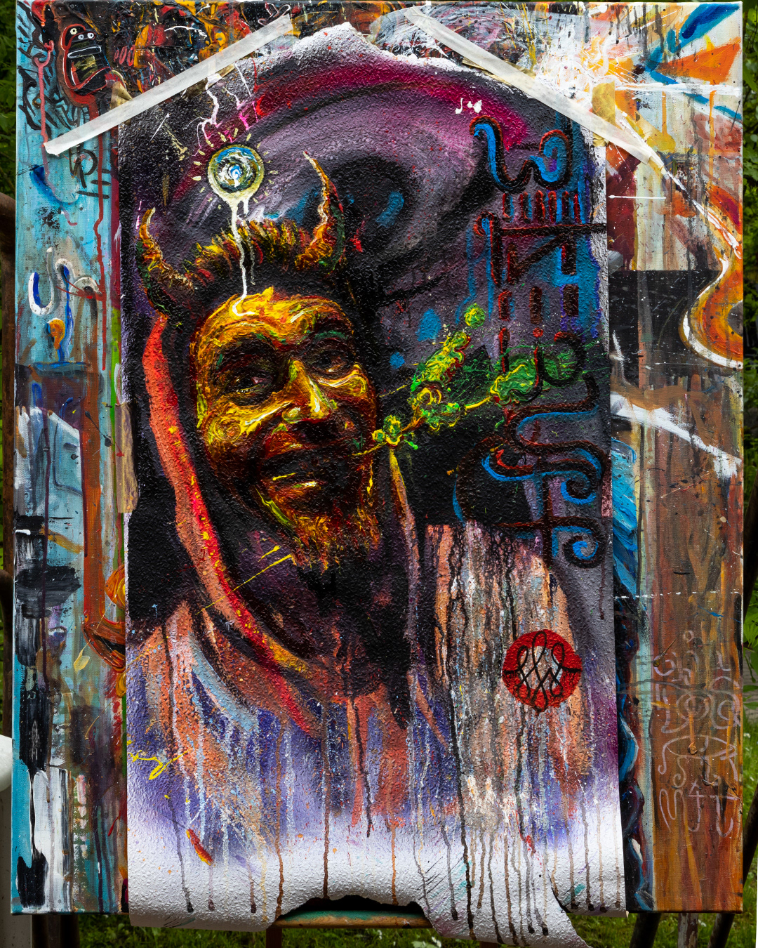 Beelzebuff the High and Mighty, Acryl auf Tapete ca 80x60cm