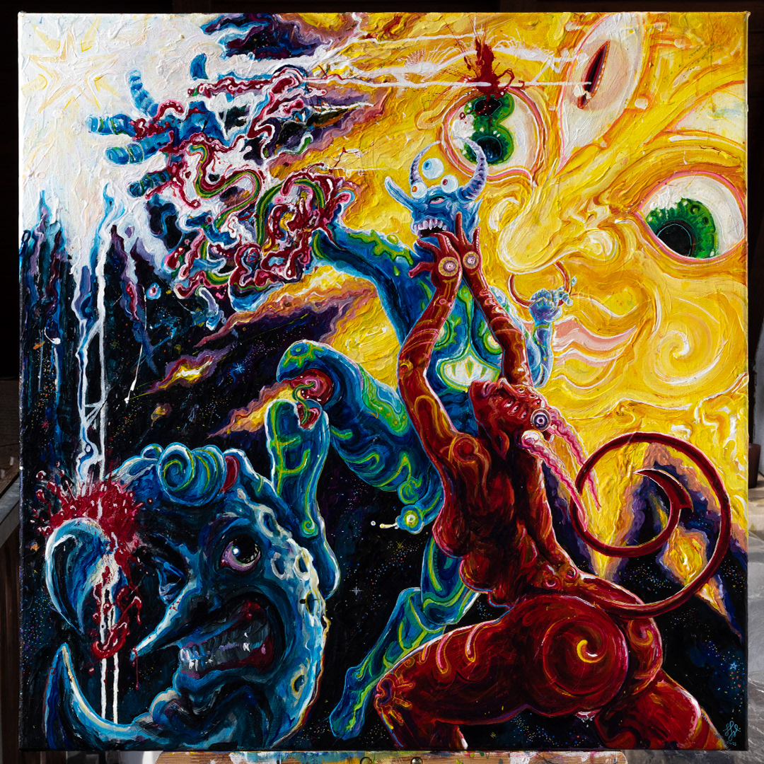 Der Griff nach den Sternen - Acryl auf Leinwand, 80x80cm
