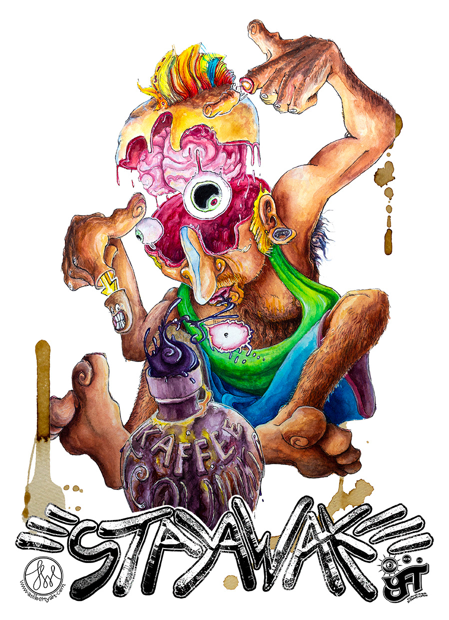 Stay Awake - Aquarell, Marker und Digital
