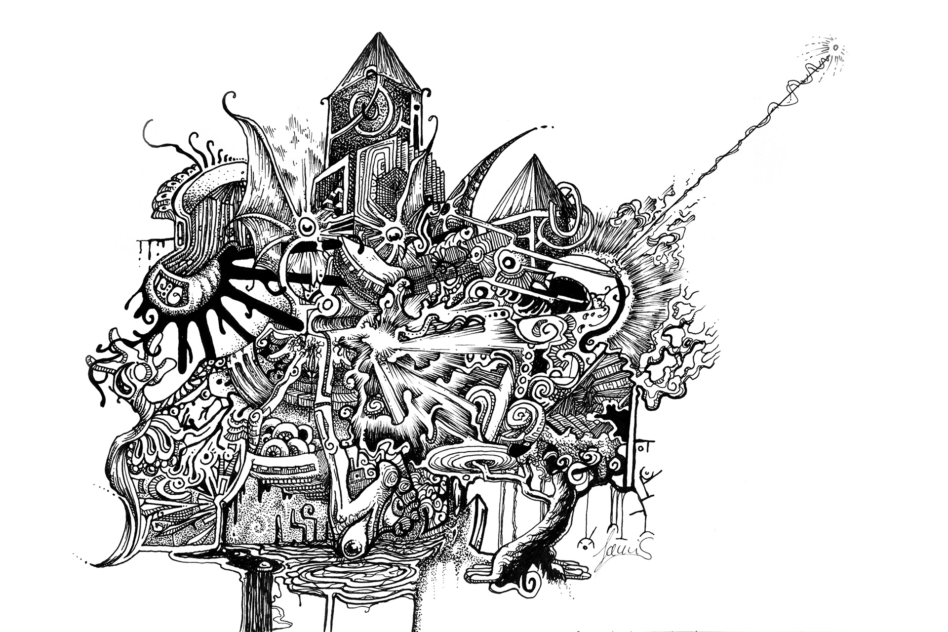 Vanilla Fudge - improvisierte Zeichnung - Marker in Skizzenbuch