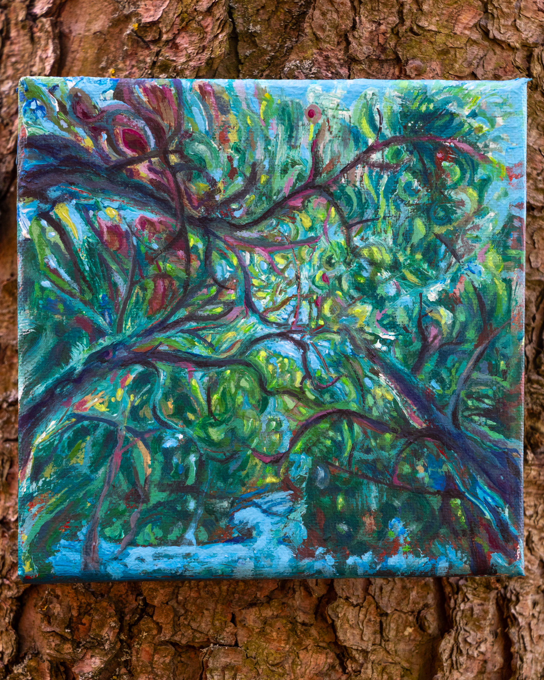 Blick nach oben - 2026, Acryl auf Leinwand, 15× cm