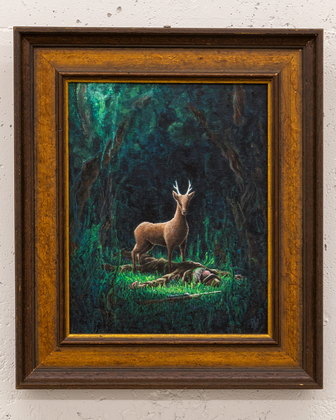 Bock auf Jagen – 2024, Acryl auf Leinwandboard, mit Rahmen, 41 x 35 cm, 2. Platz Publikumspreis "Zwischen den Linien Season 3 2024"