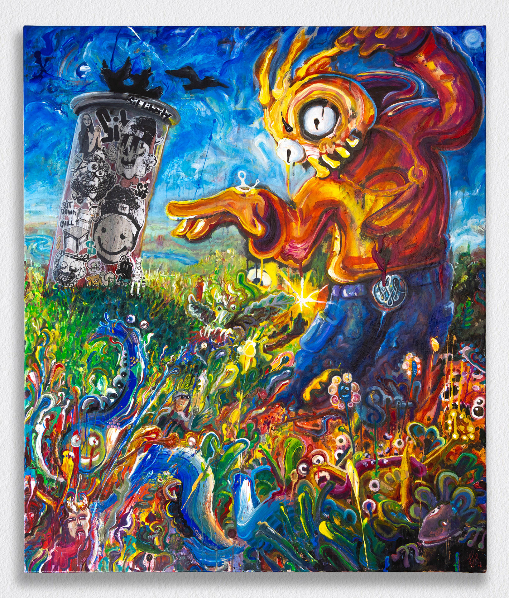 Der Gärtner - 2023, Acryl, Collage auf Leinwand, Keilrahmen, 120×100 cm, Collab mit SiT