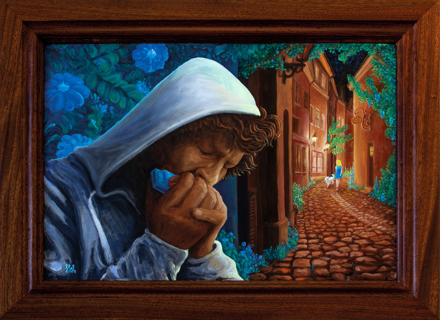 Blue Blossoms – 2022, Öl auf Leinwandkarton 42x30 cm