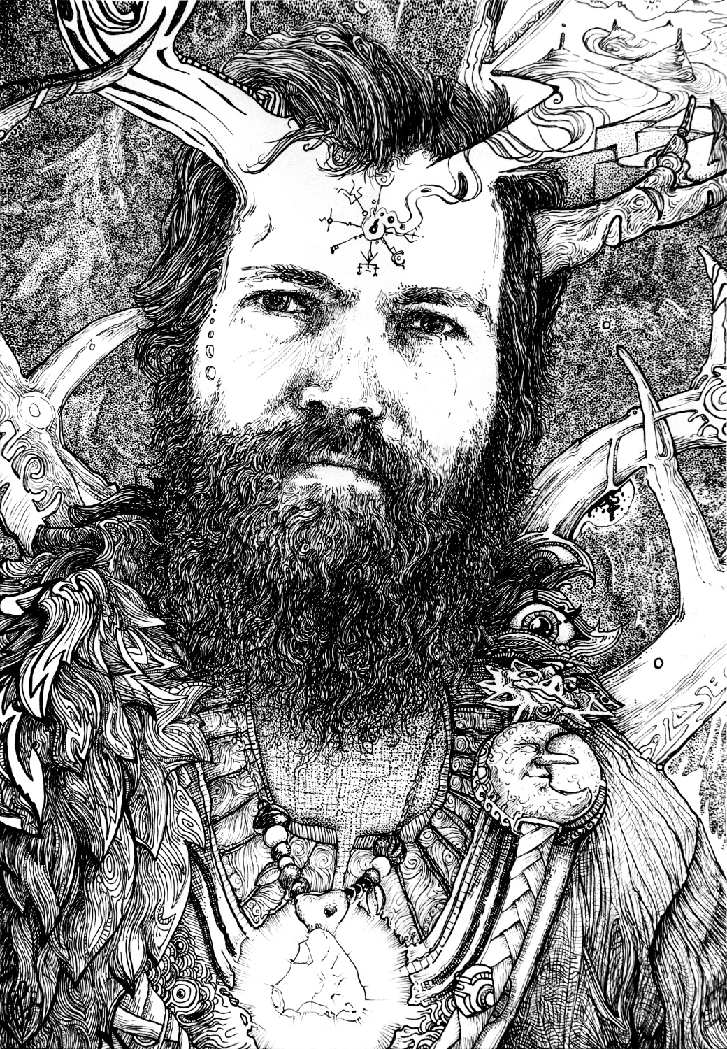 Druide Karli – 2023, Marker in Skizzenbuch, 25,5 x 18 cm