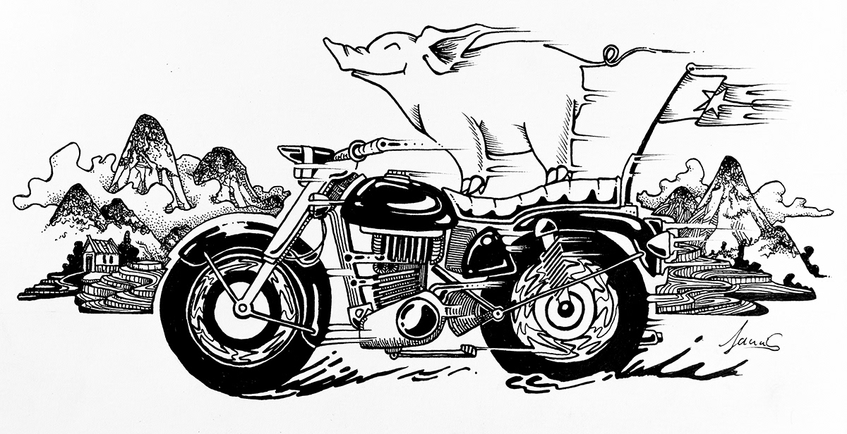 Pig on a Bike, Tattoodesign