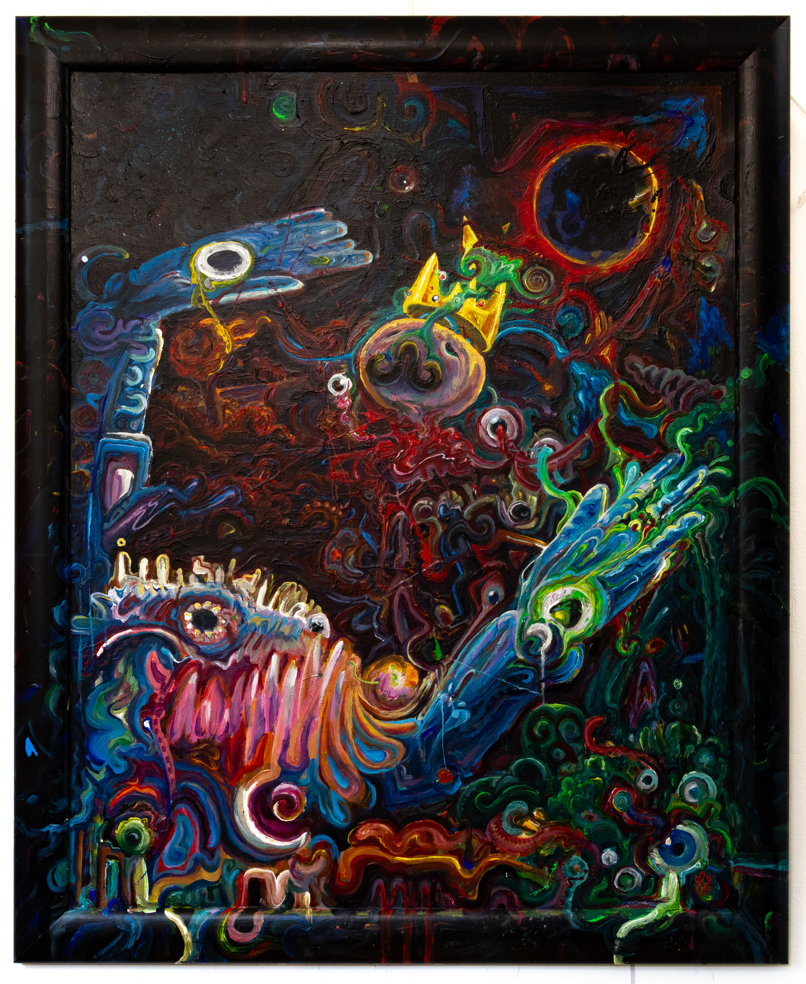 Königsopfer – 2024, Acryl auf MDF und Rahmen, 94 × 76 cm