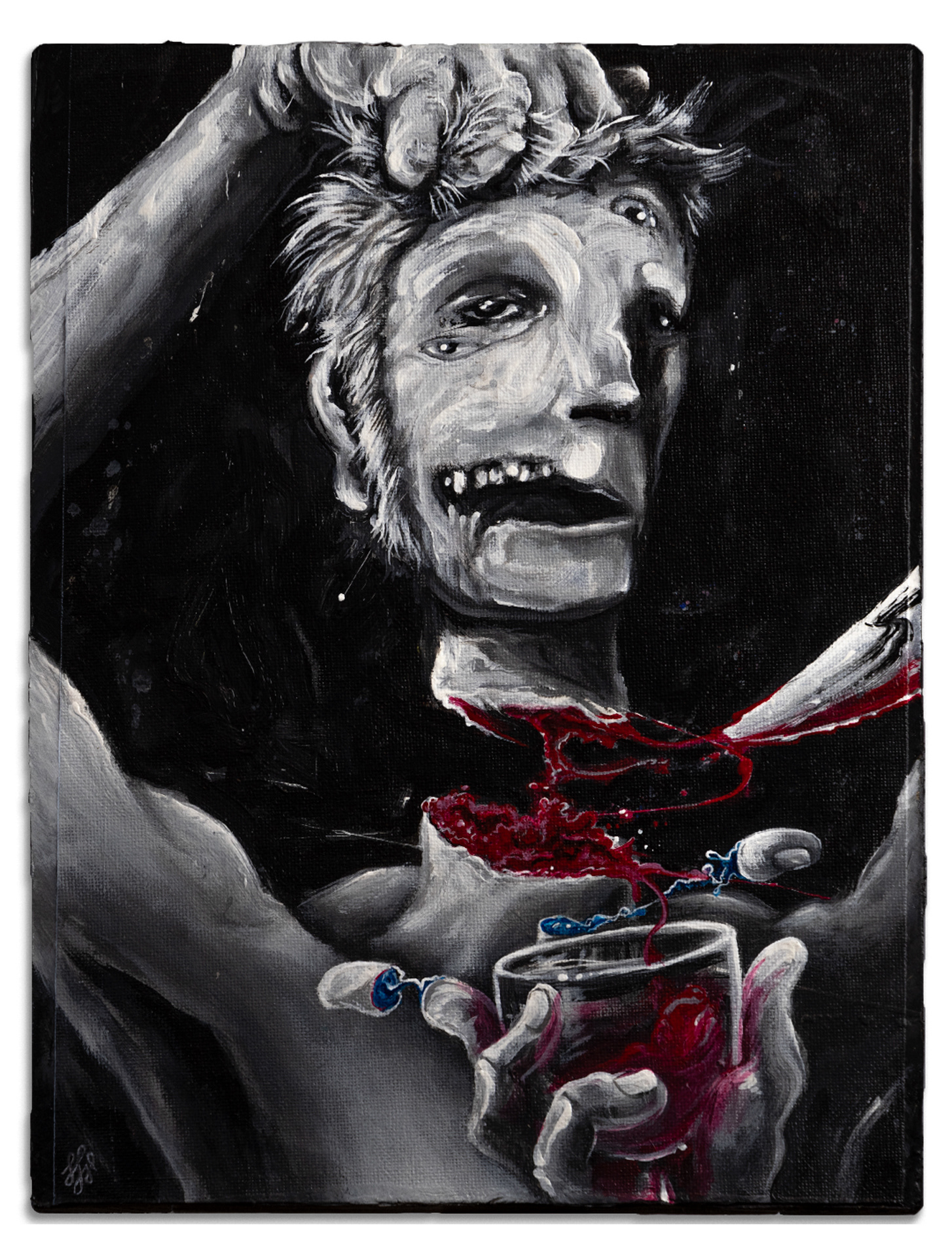 Inside – 2024, Acryl auf MDF, Holzunterbau, 30 × 22 cm