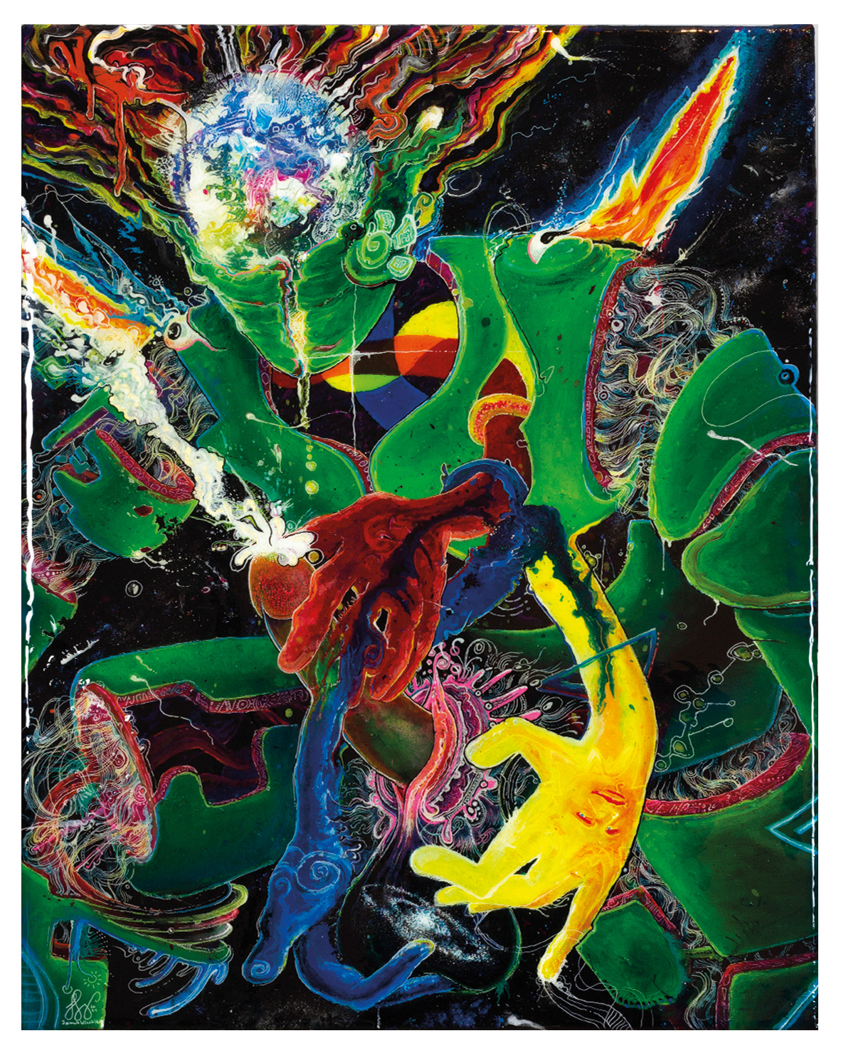 Jenseits des Orgasmus - Mixed Media auf Leinwand in Epoxidharz, 80x60 cm