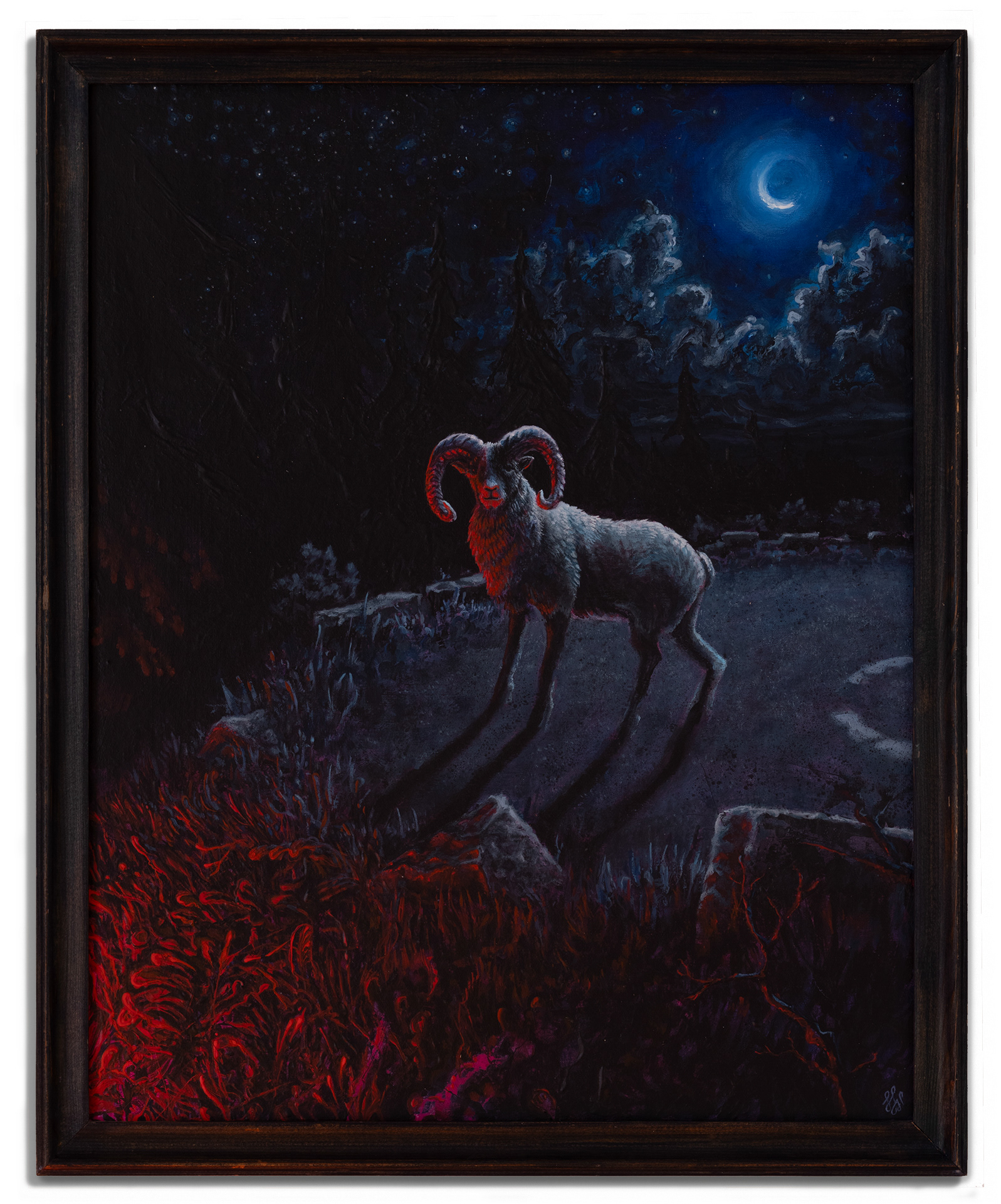 RAM – 2024, Acryl auf Leinwandboard, 44 × 36 cm inkl. Rahmen